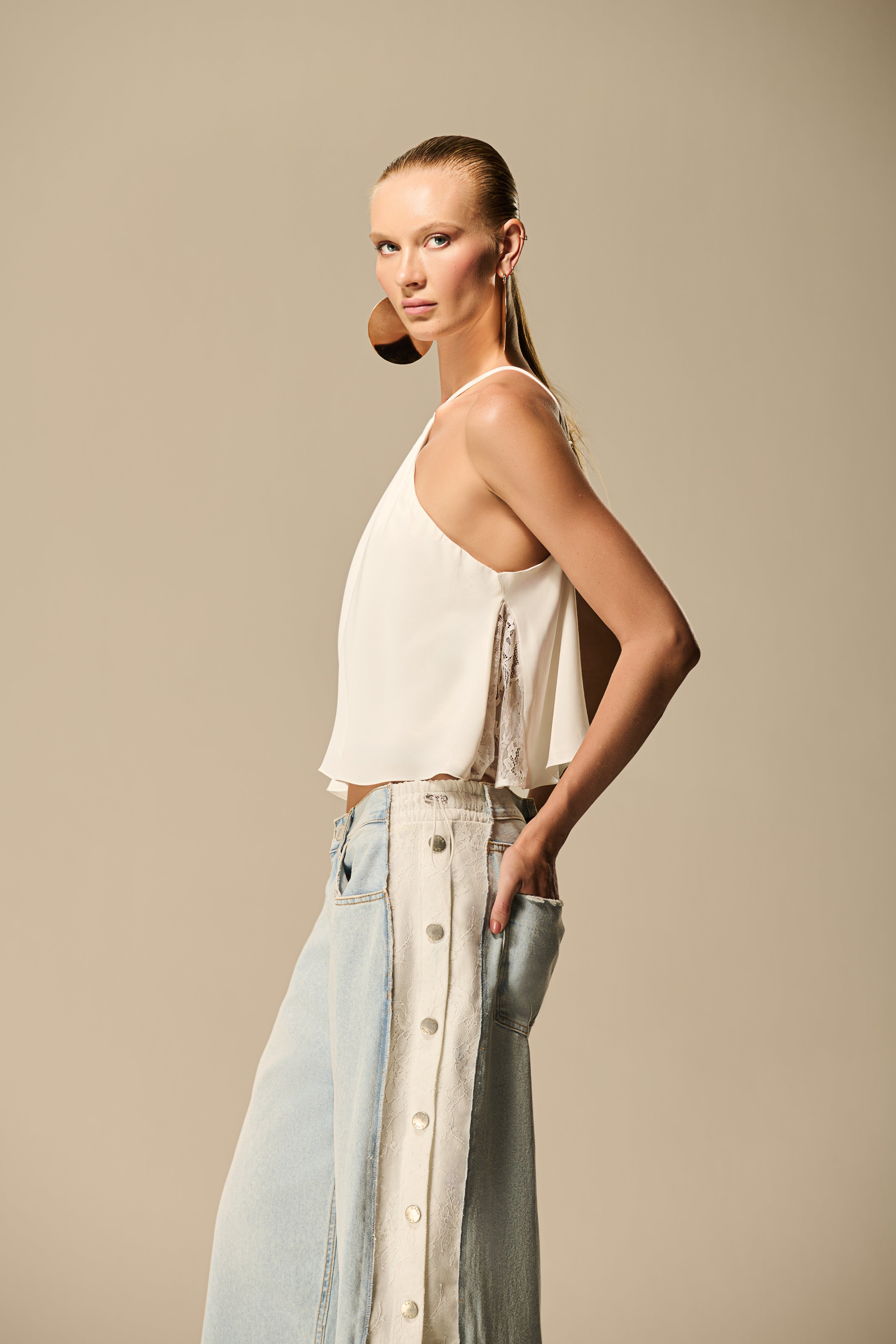 Jeans with Side Lace Detail
