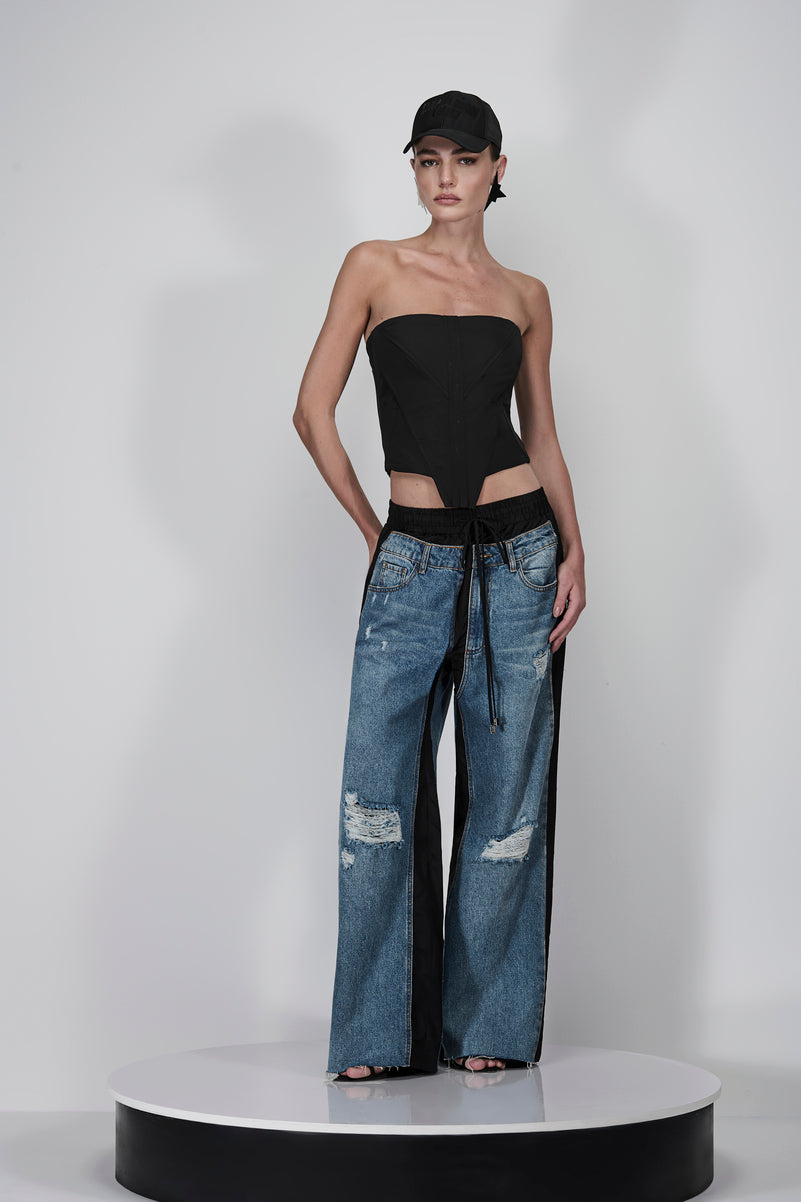 Jeans with Nylon Side Panel