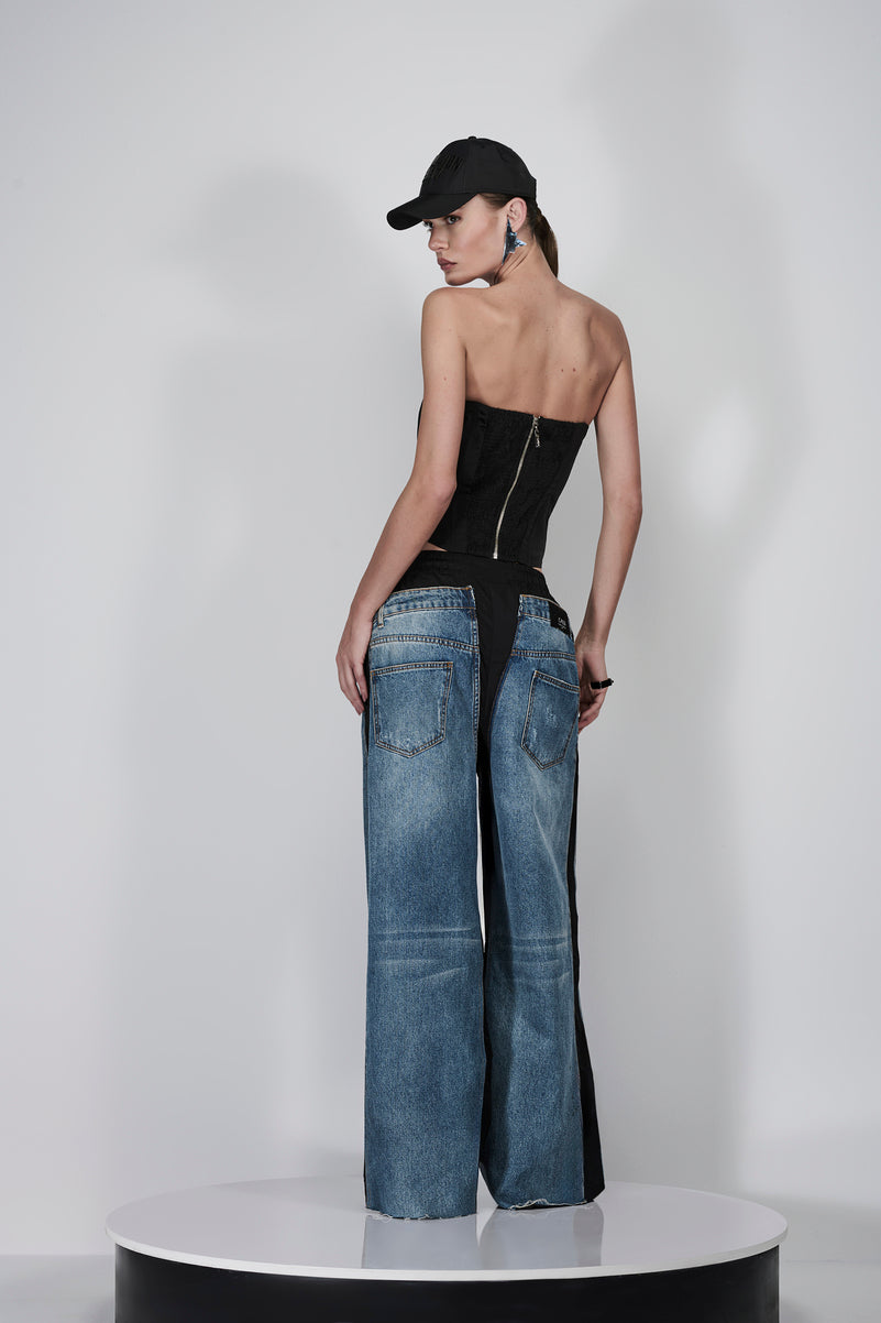 Jeans with Nylon Side Panel