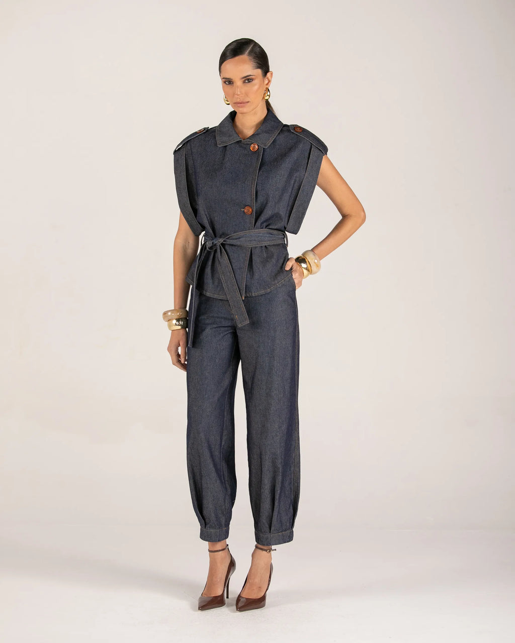 Jeans Pants+Vest Set