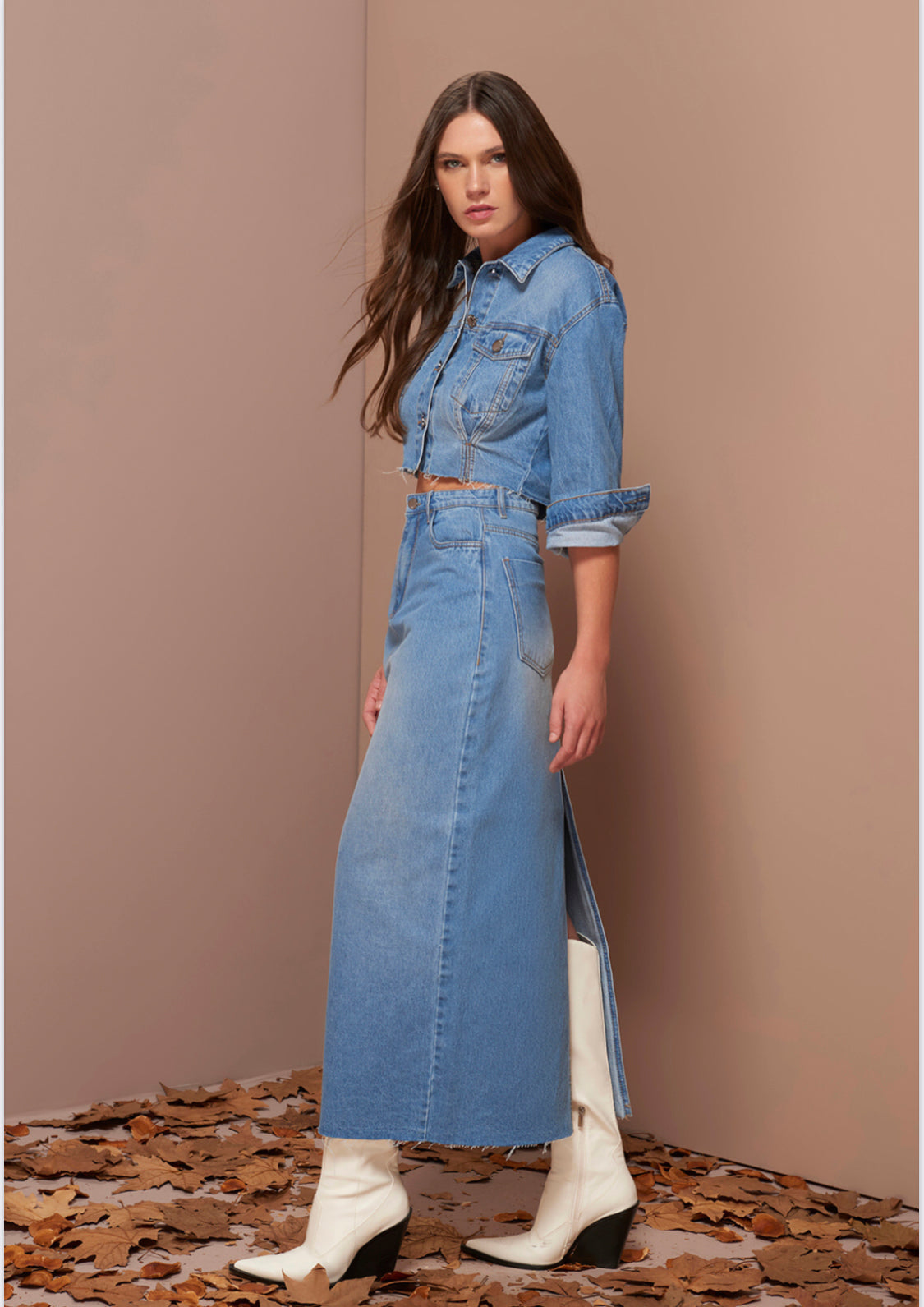 Long Denim Skirt