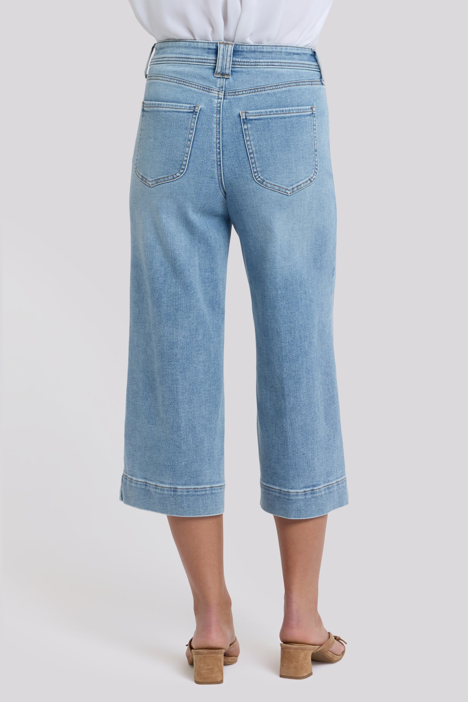 Brigitte Wide Leg Capri Jeans - Mist Springs