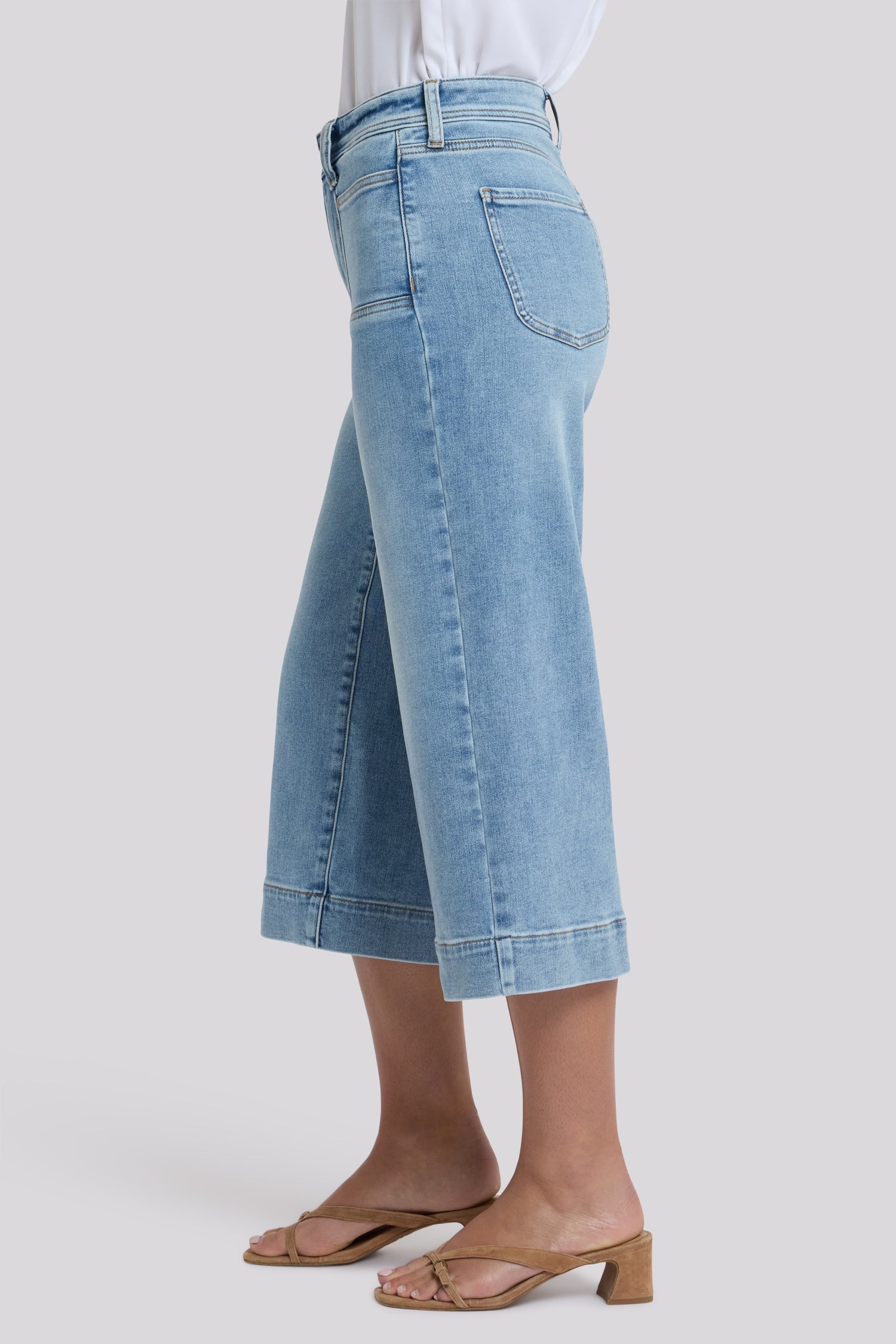 Brigitte Wide Leg Capri Jeans - Mist Springs