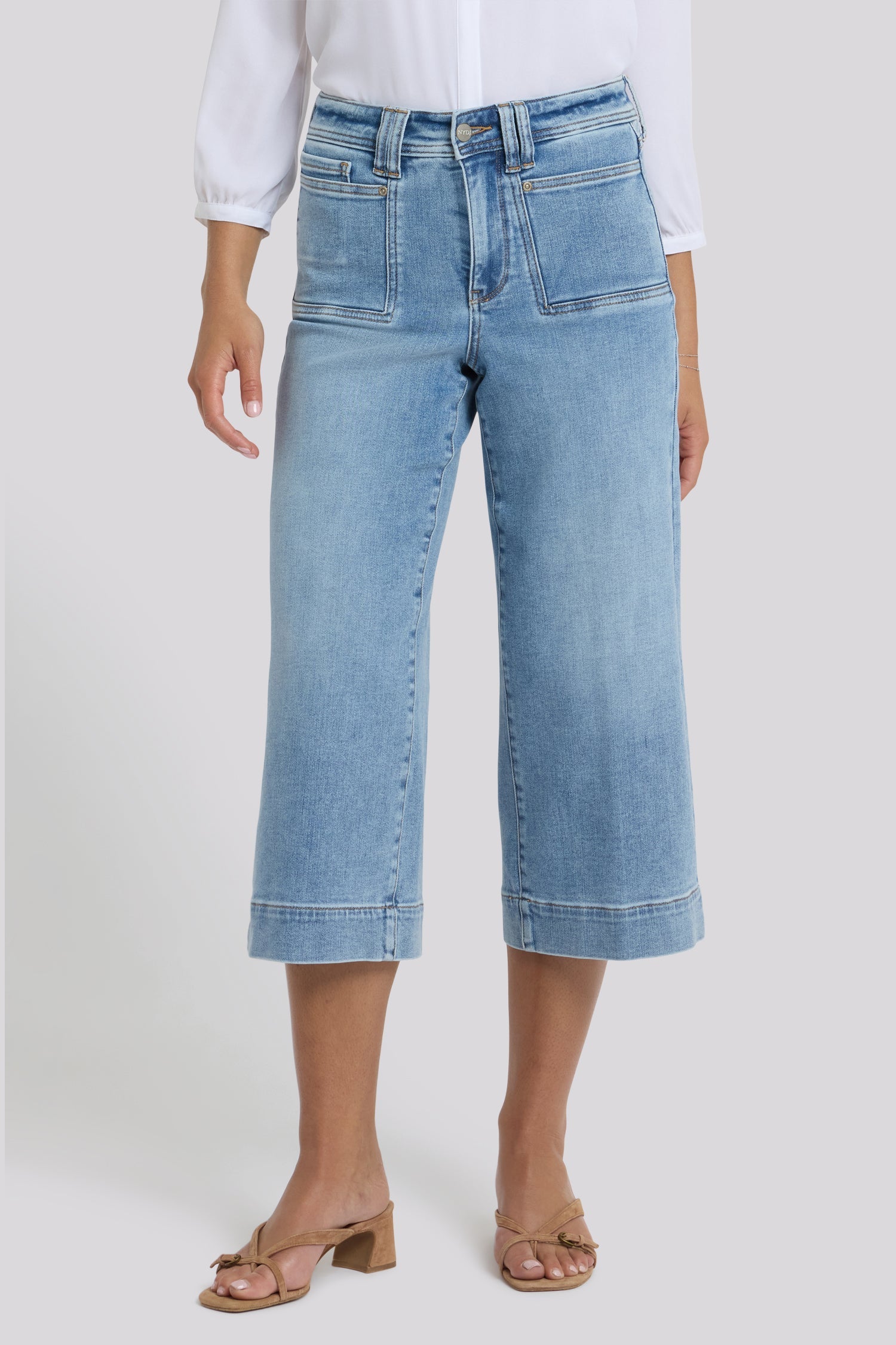 Brigitte Wide Leg Capri Jeans - Mist Springs