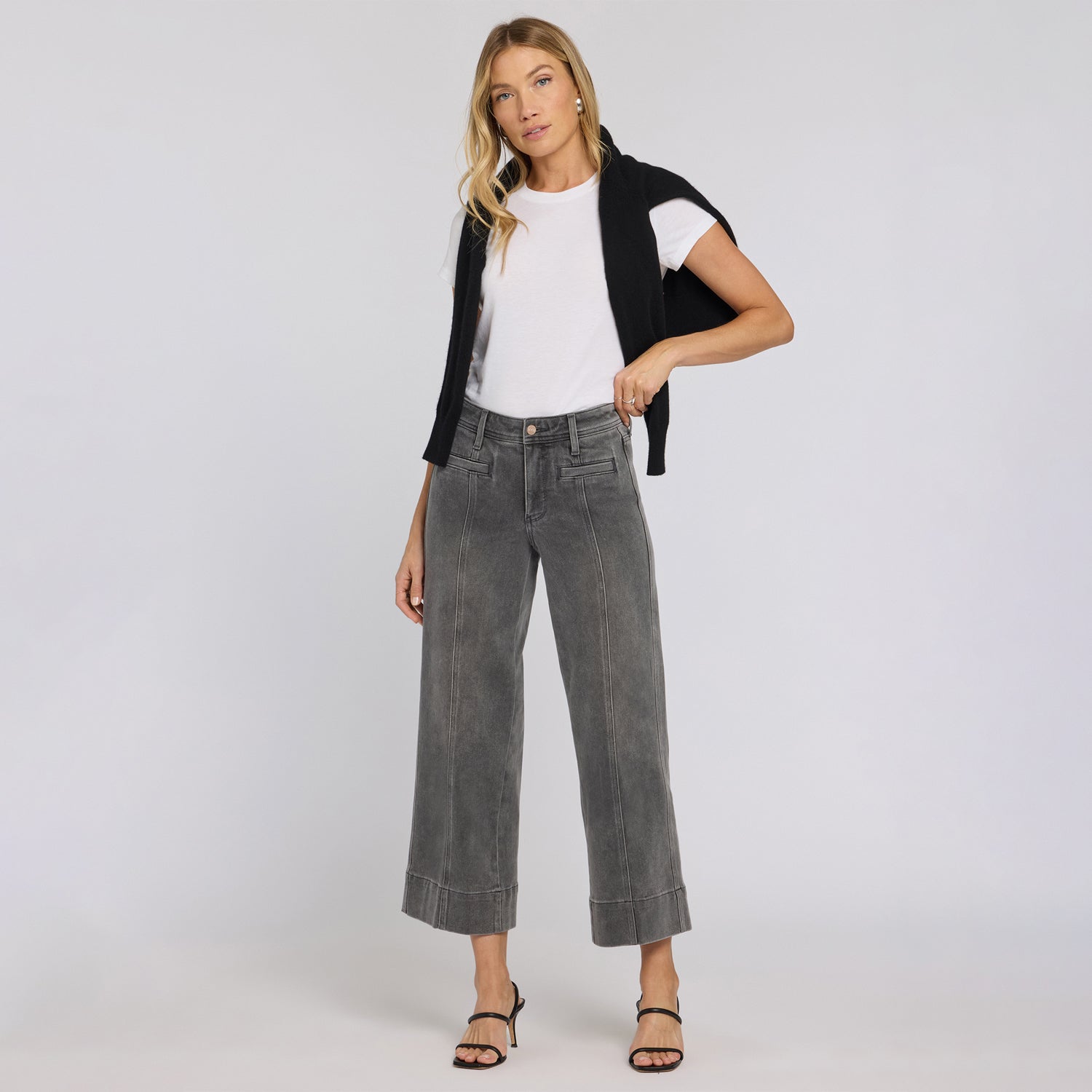Teresa Wide Leg Ankle Jeans - Dusty Ash