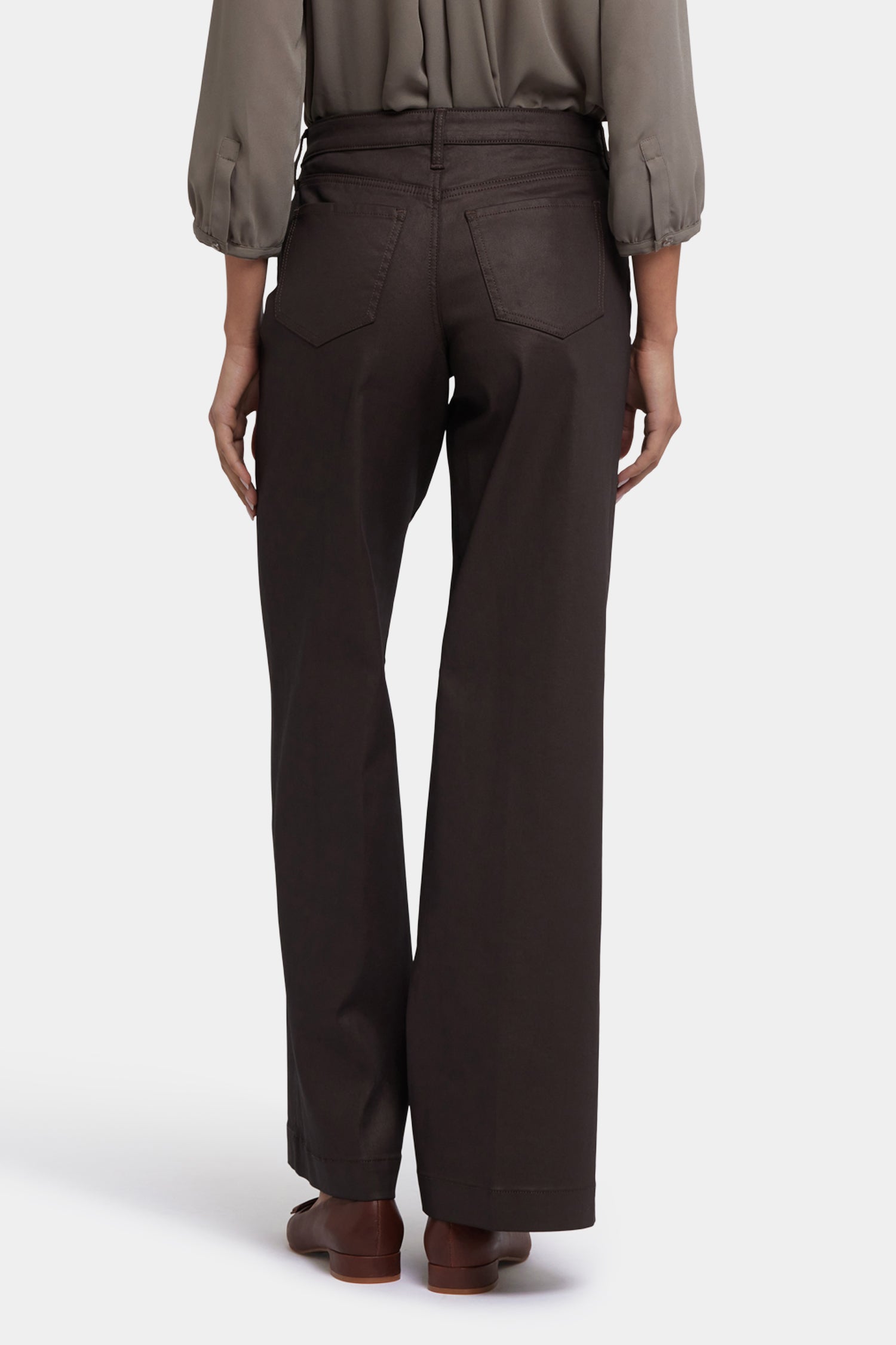 Coated Teresa Wide Leg Jeans - Peppercorn Coated