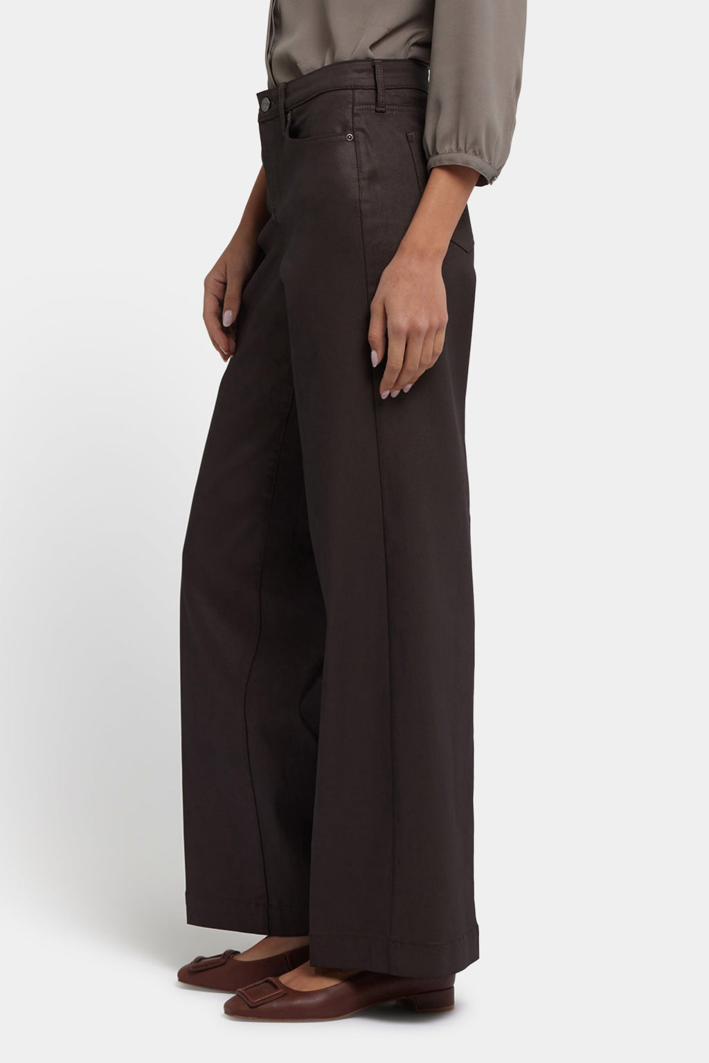 Coated Teresa Wide Leg Jeans - Peppercorn Coated