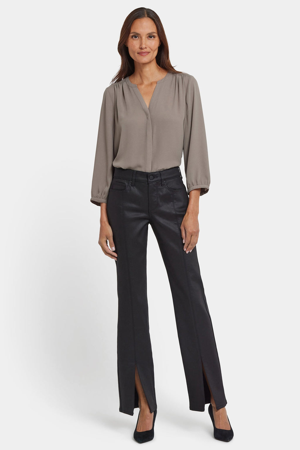 Coated Marilyn Straight Jeans - Black Coated