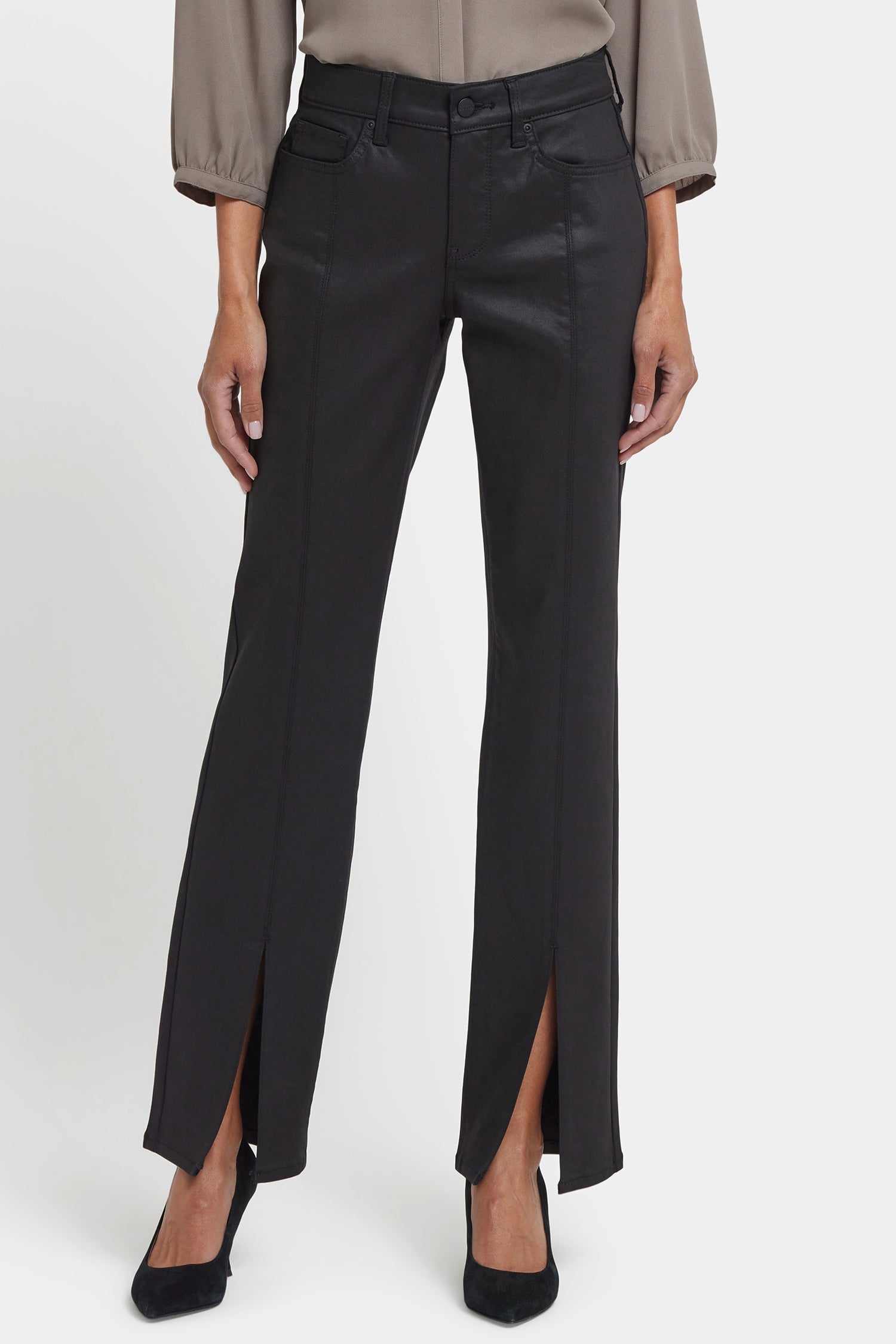 Coated Marilyn Straight Jeans - Black Coated