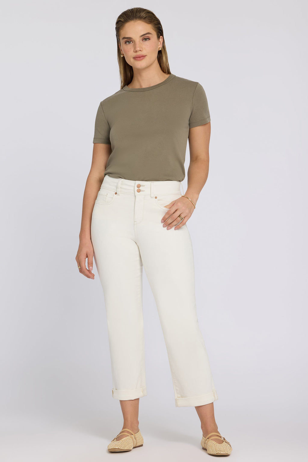 Bailey Relaxed Straight Crop Jeans - Vintage White