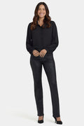 Python Coated Marilyn Straight Jeans - Black Coated Python