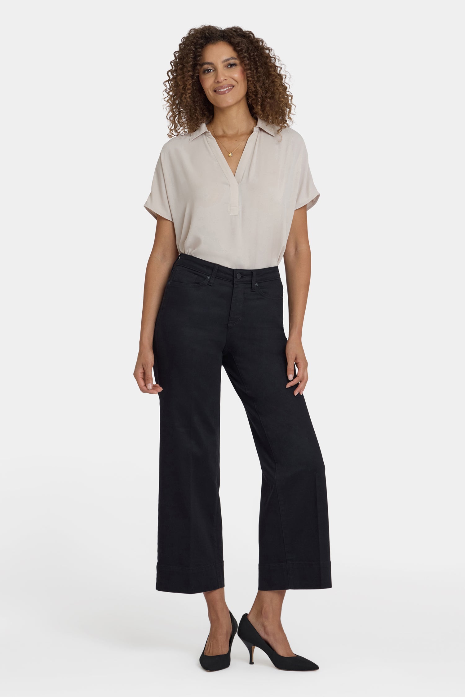 Teresa Wide Leg Ankle Jeans - Black