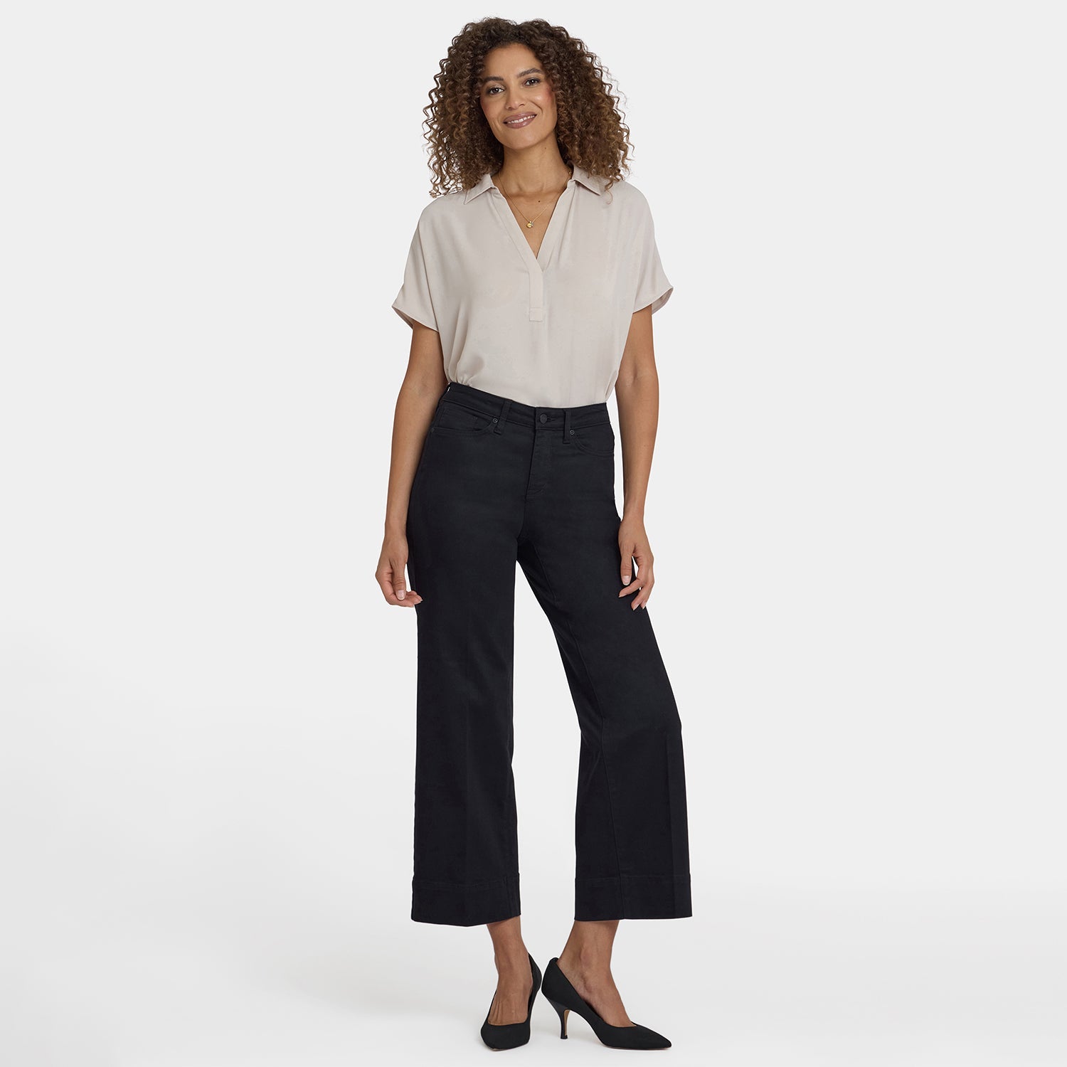 Teresa Wide Leg Ankle Jeans - Black