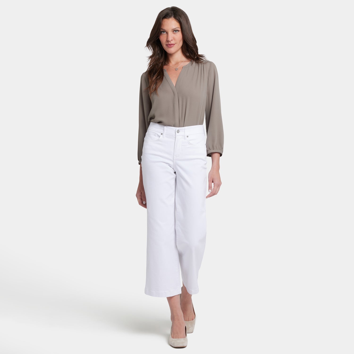 Waist-Match™ Teresa Wide Leg Ankle Jeans - Optic White