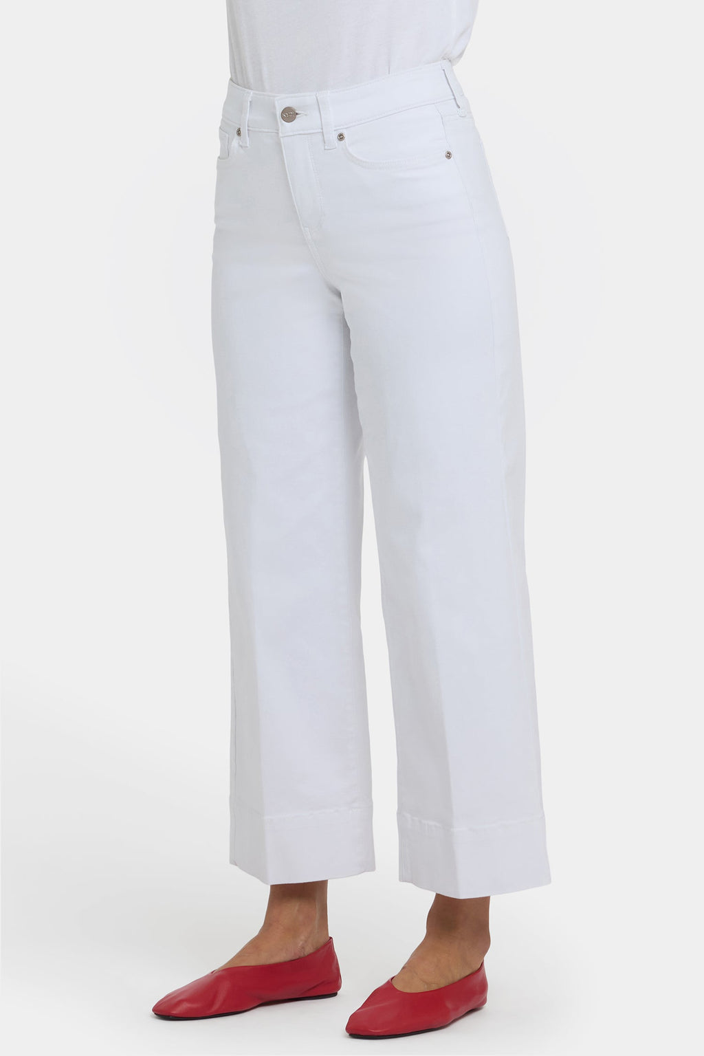 Teresa Wide Leg Ankle Jeans - Optic White