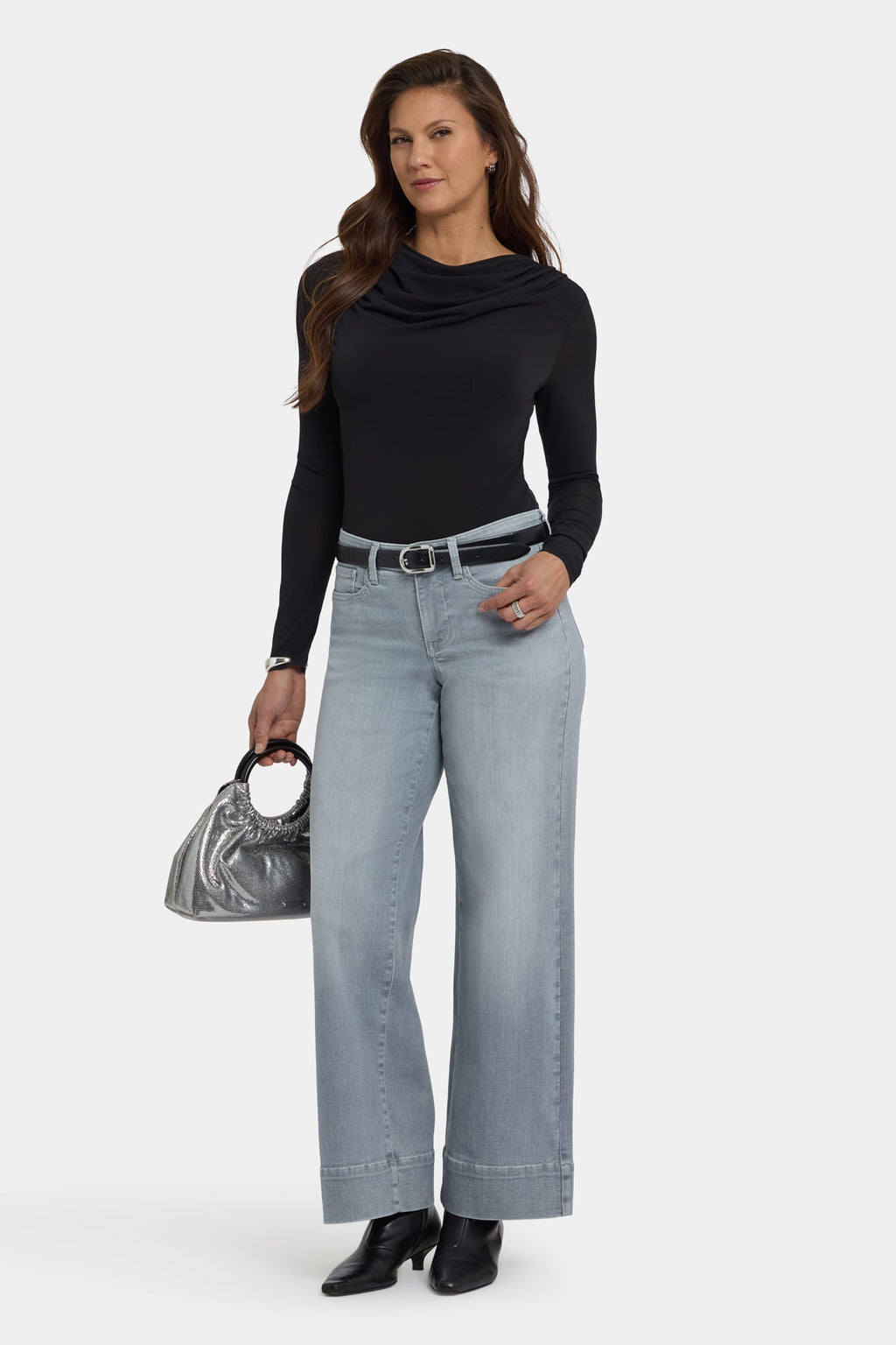 Teresa Wide Leg Ankle Jeans - Silver Eiffel