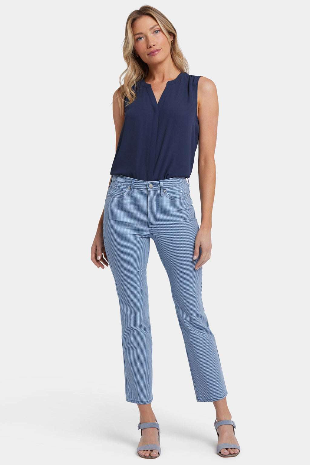 Billie Mini Bootcut Ankle Jeans - Villa Vista Stripe