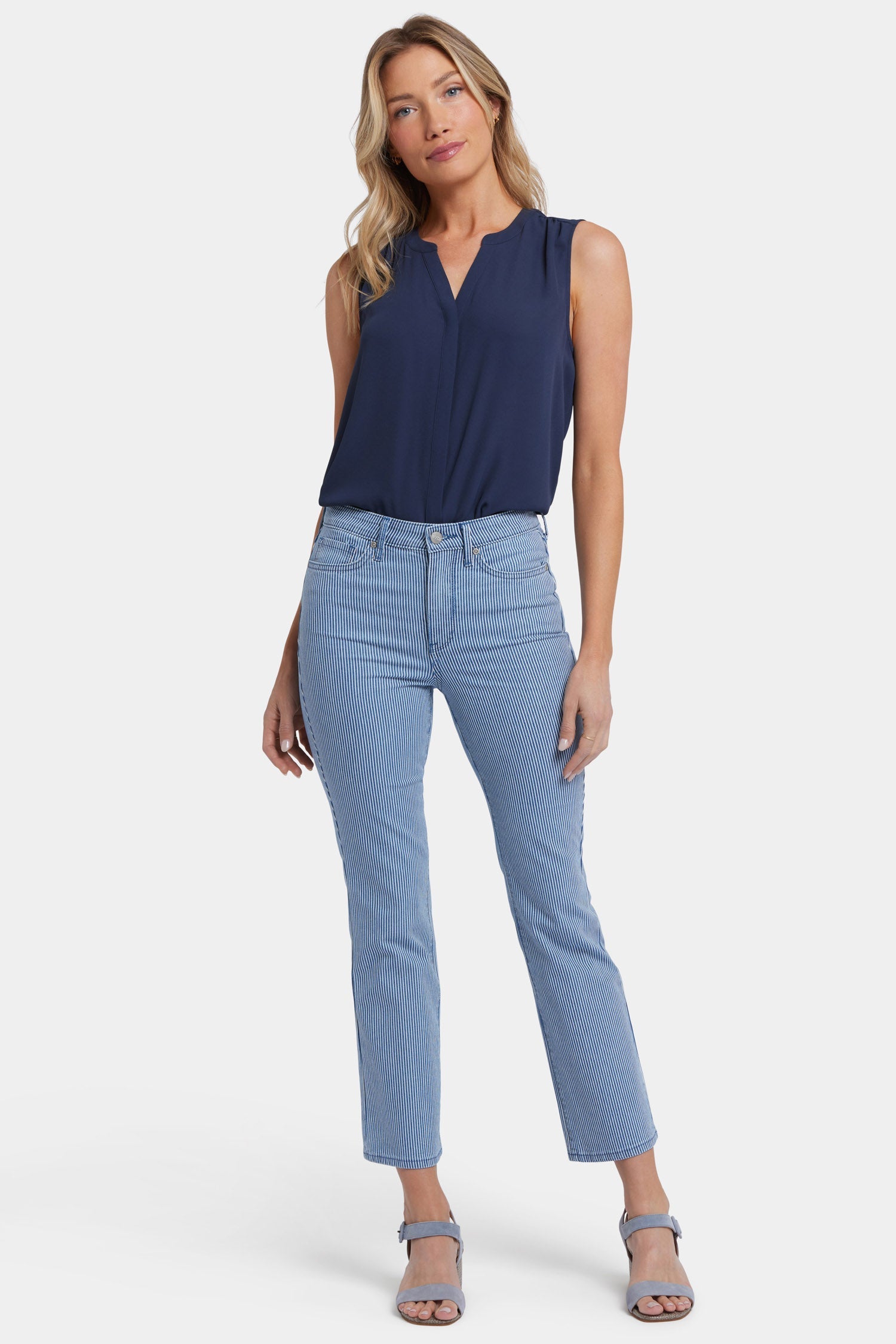Billie Mini Bootcut Ankle Jeans - Villa Vista Stripe