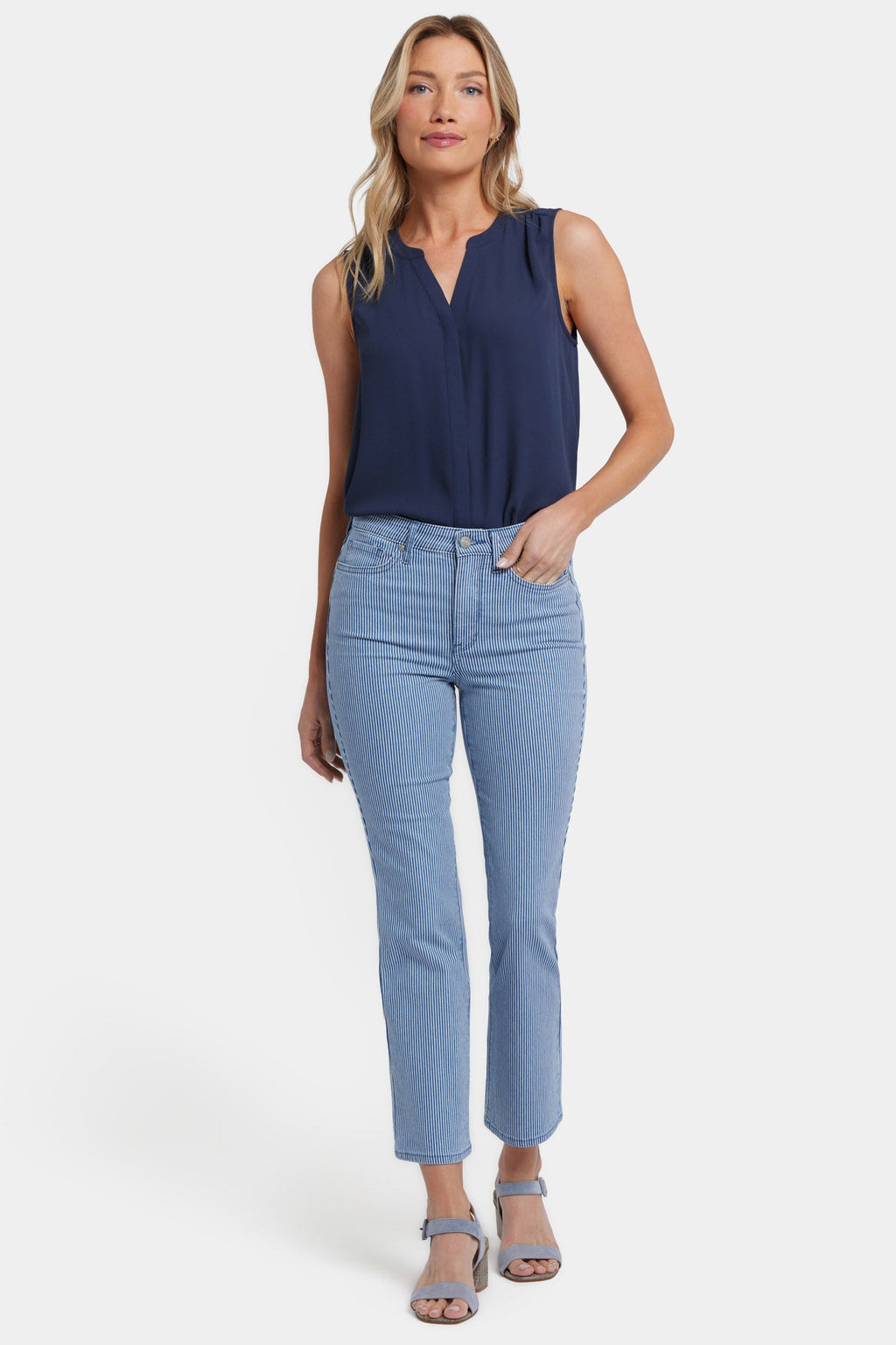Billie Mini Bootcut Ankle Jeans - Villa Vista Stripe
