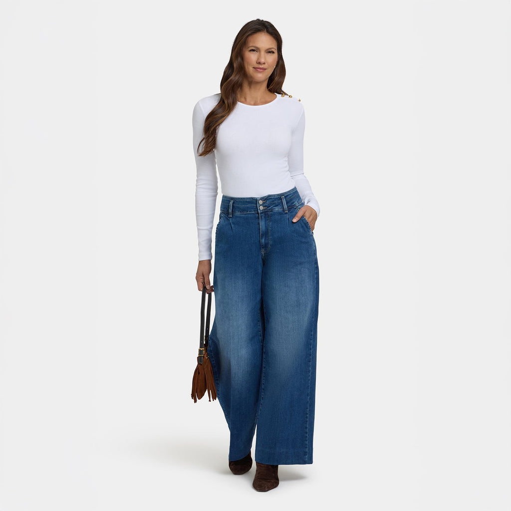 Mona Wide Leg Trouser Jeans - Royal Ocean