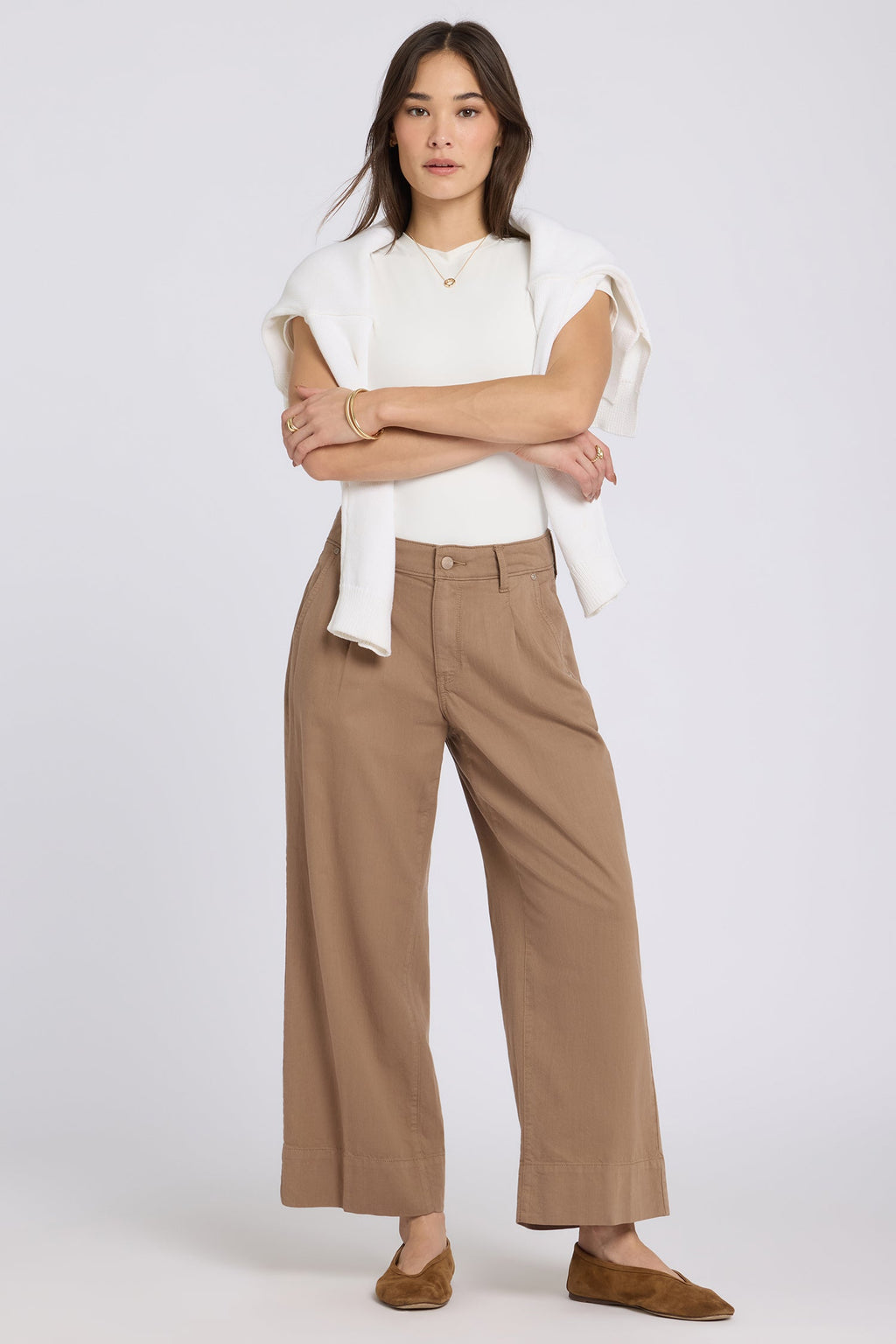 Teresa Wide Leg Ankle Jeans - Toasted Coconut
