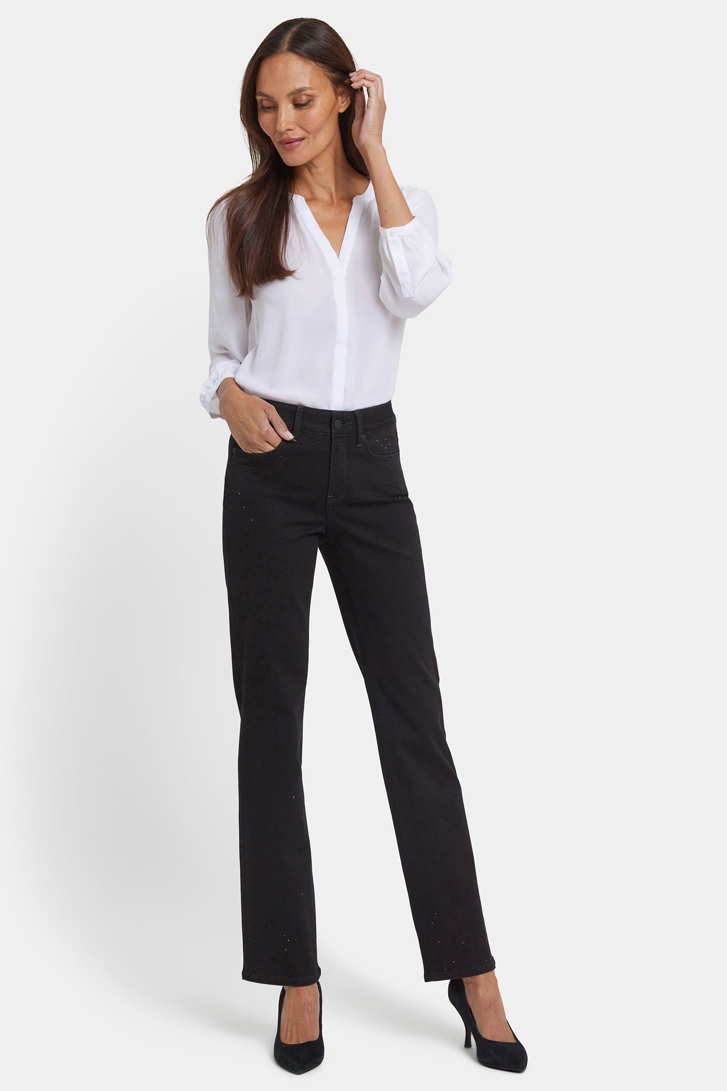 Marilyn Straight Jeans In Petite - Black Rinse