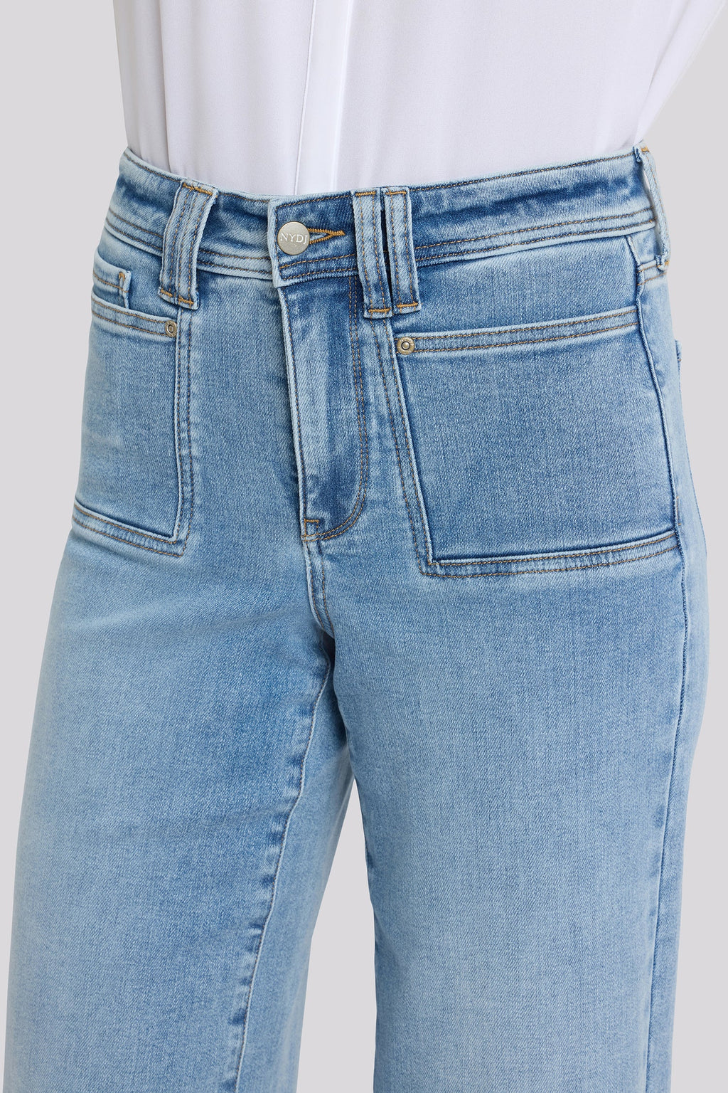 Brigitte Wide Leg Capri Jeans In Petite - Mist Springs