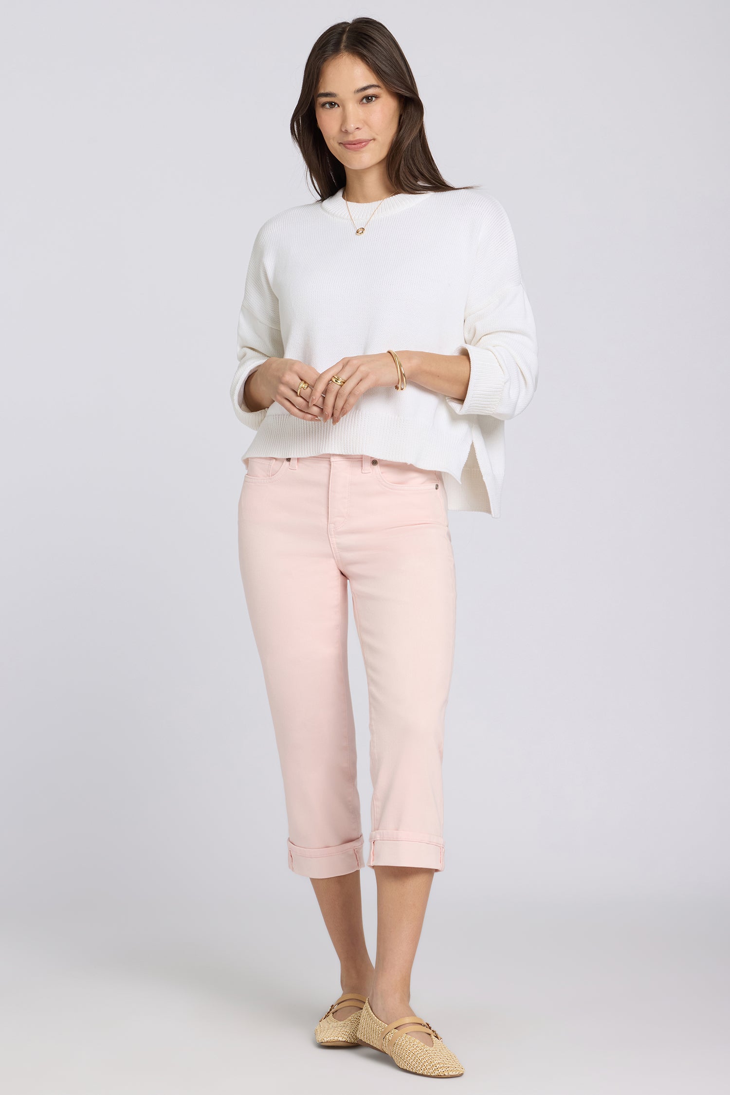 Marilyn Straight Crop Jeans In Petite - Pink Dogwood