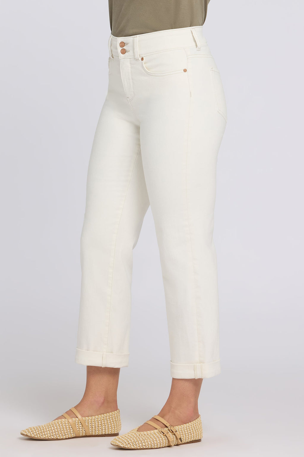 Bailey Relaxed Straight Crop Jeans In Petite - Vintage White