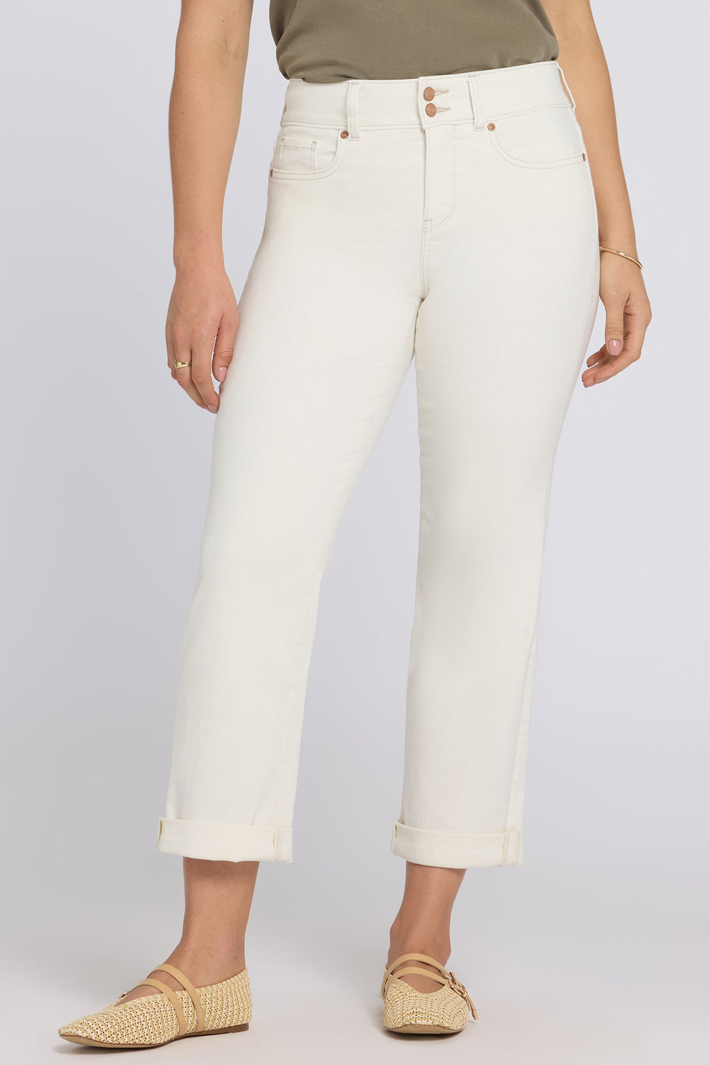 Bailey Relaxed Straight Crop Jeans In Petite - Vintage White