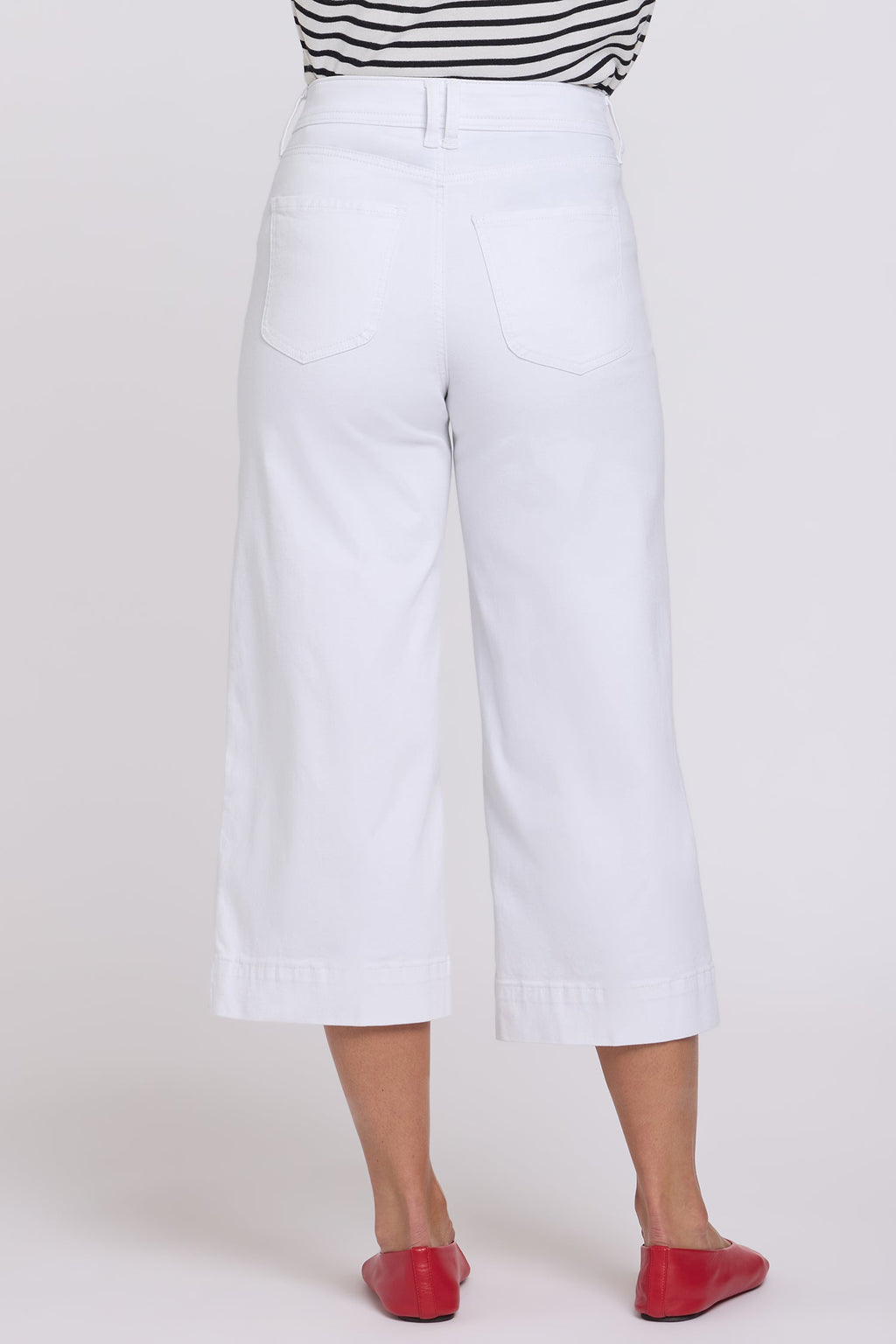 Brigitte Wide Leg Capri Jeans In Petite - Optic White
