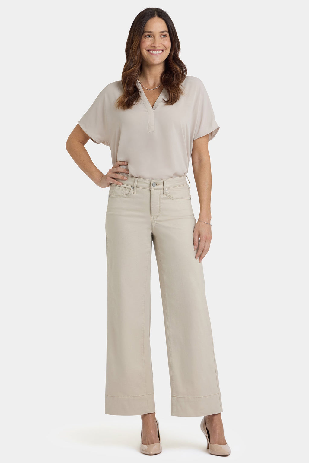 Teresa Wide Leg Ankle Jeans In Petite - Feather