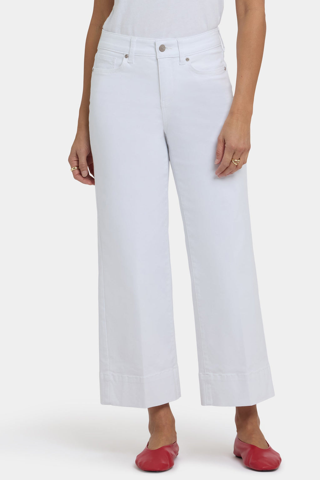 Teresa Wide Leg Ankle Jeans In Petite - Optic White