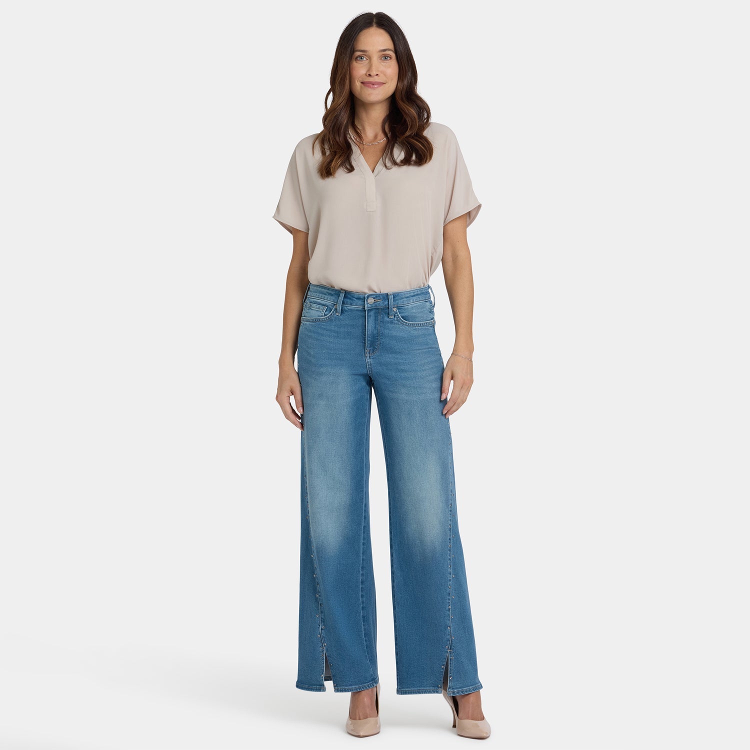 Teresa Wide Leg Jeans In Petite - Avenue Blue