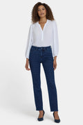 Marilyn Straight Jeans In Petite - Dark Denim Leopard
