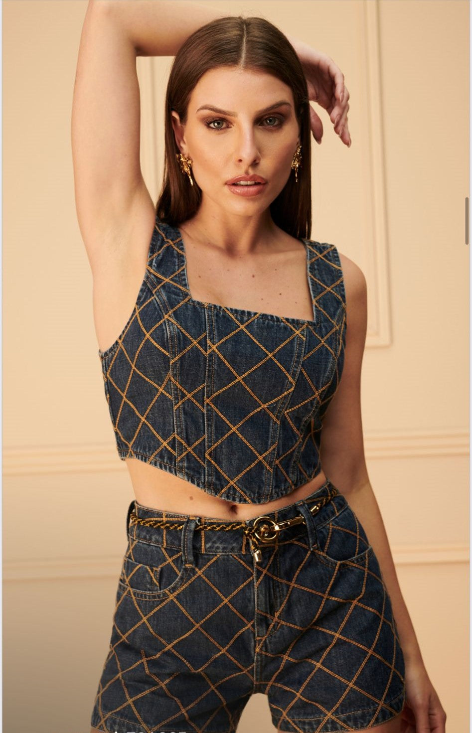 Shorts+Embroidered Top Set