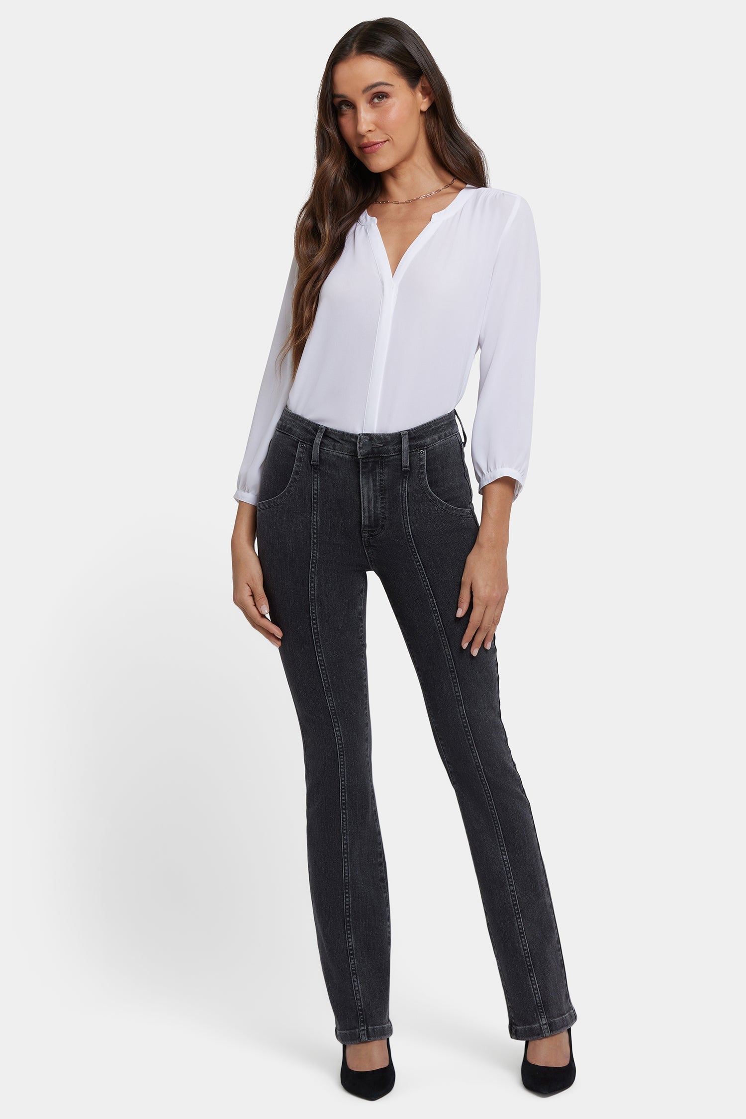 Billie Mini Bootcut Jeans In Petite - Slate Stone