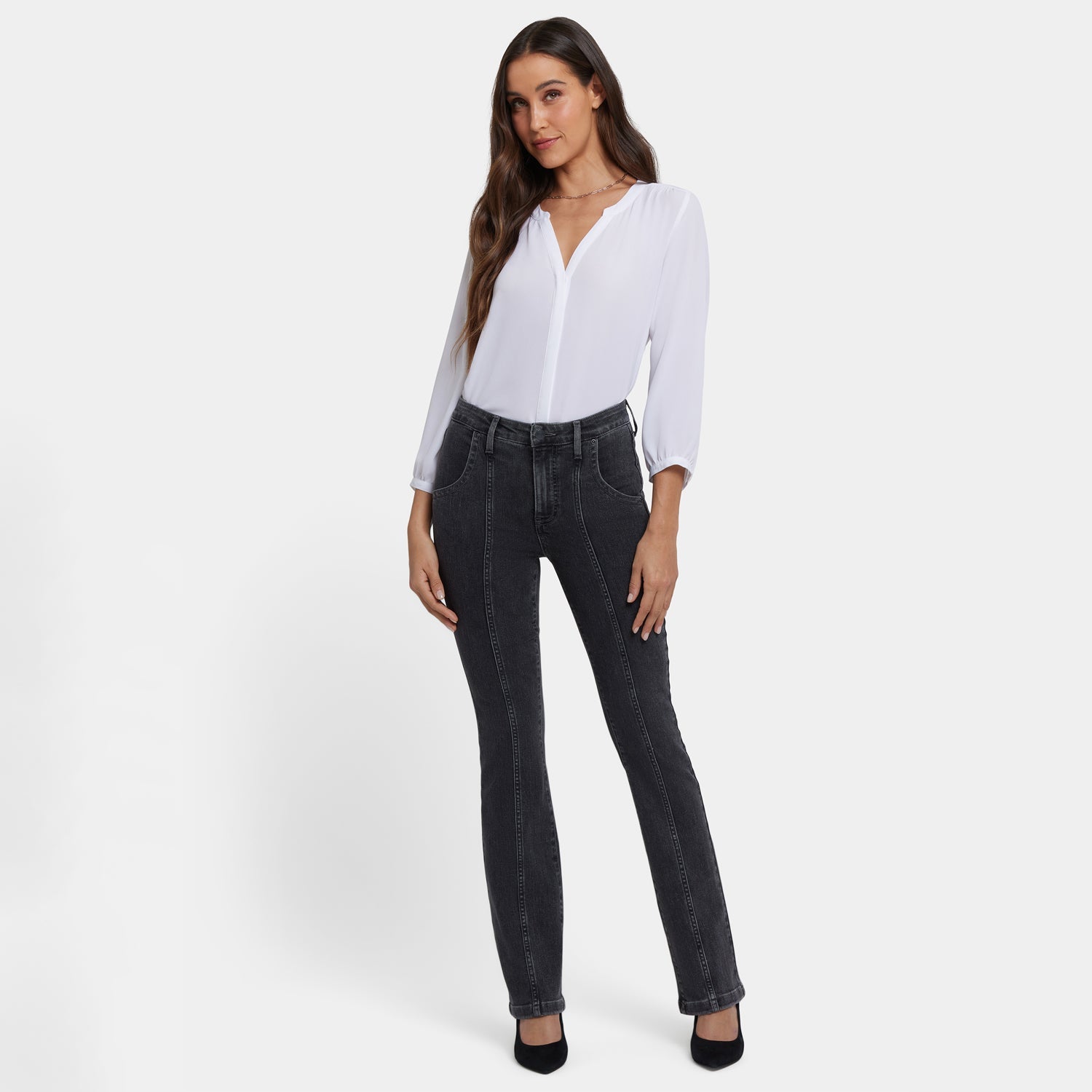 Billie Mini Bootcut Jeans In Petite - Slate Stone