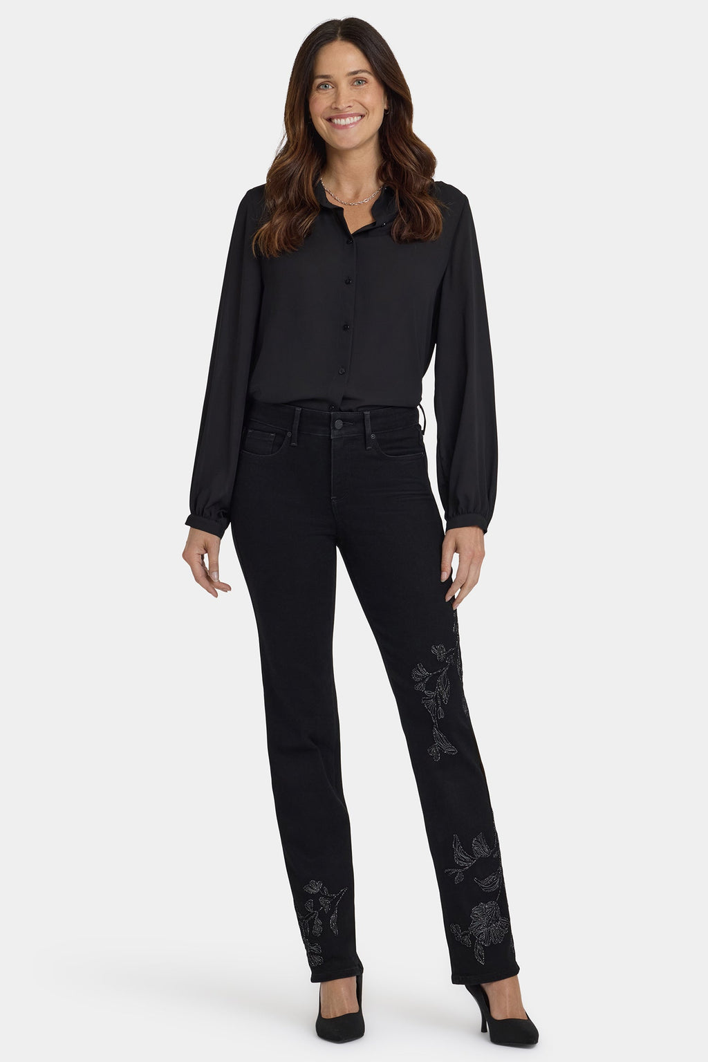 Marilyn Straight Jeans In Petite - Black Rinse