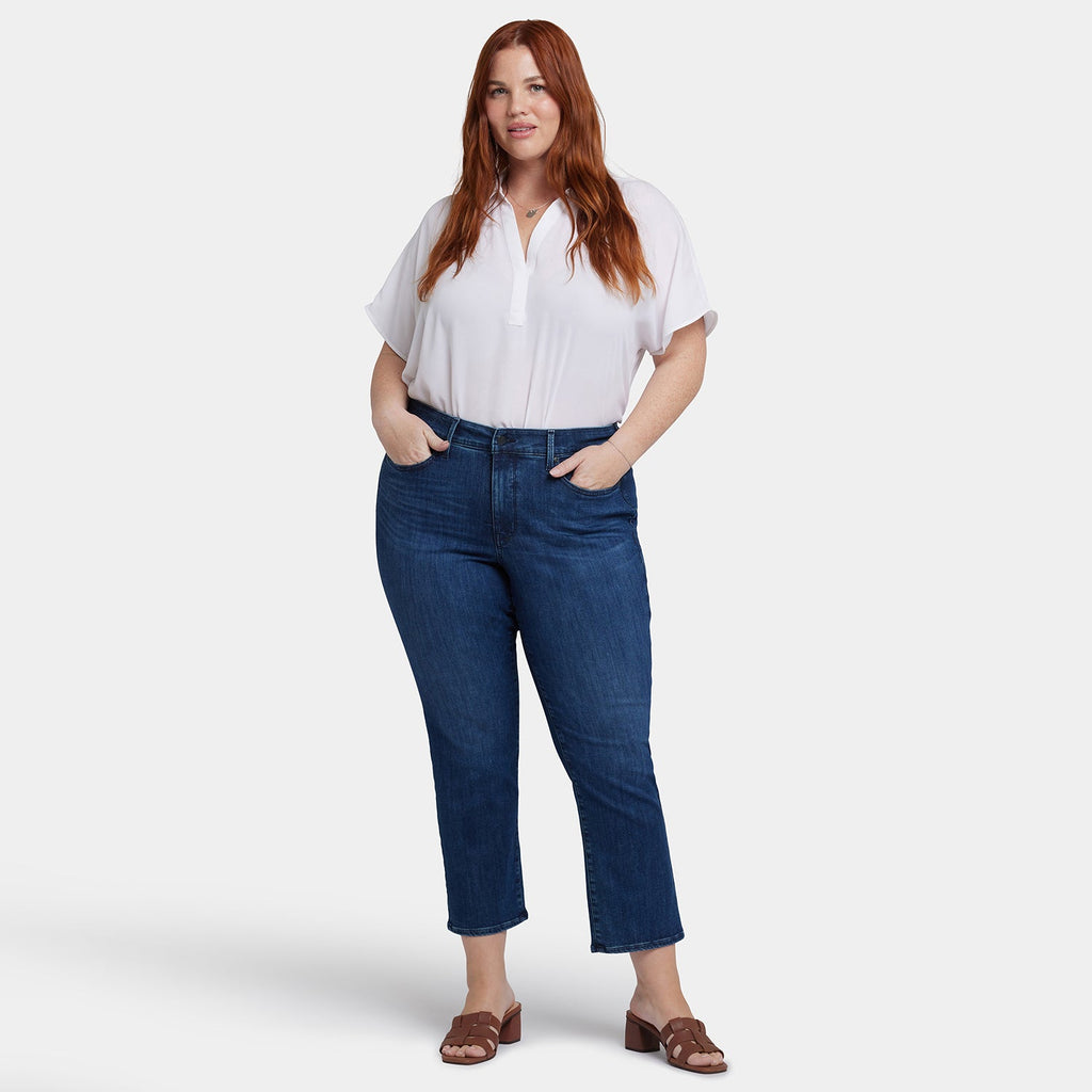 Marilyn Straight Ankle Jeans In Plus Size - Ibiza Blues