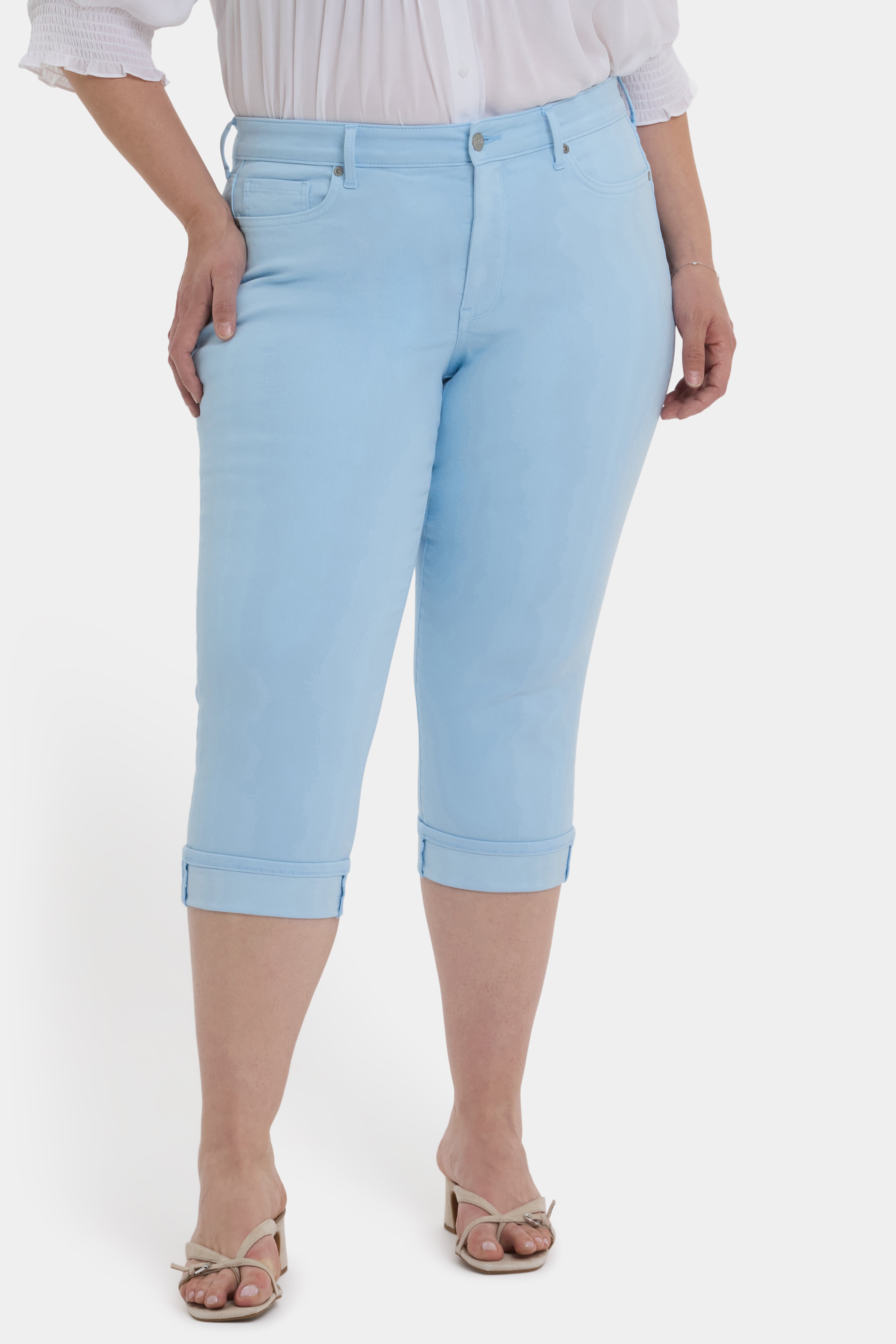 Marilyn Straight Crop Jeans In Plus Size - Aquatic