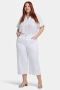 Brigitte Wide Leg Capri Jeans In Plus Size - Optic White