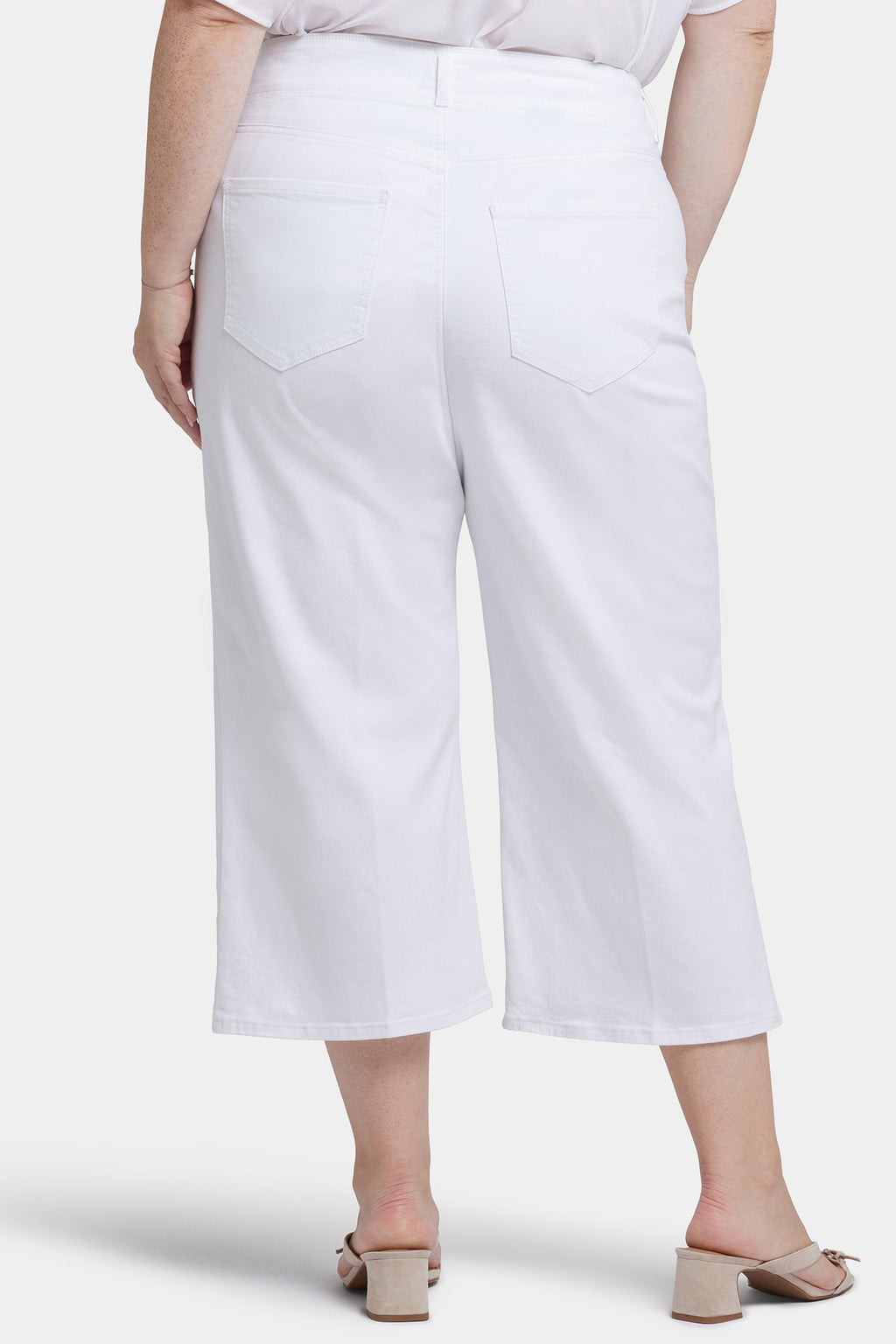 Brigitte Wide Leg Capri Jeans In Plus Size - Optic White