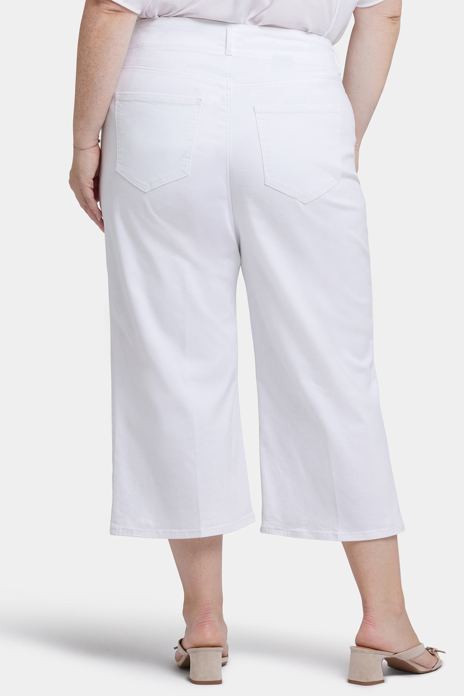 Brigitte Wide Leg Capri Jeans In Plus Size - Optic White