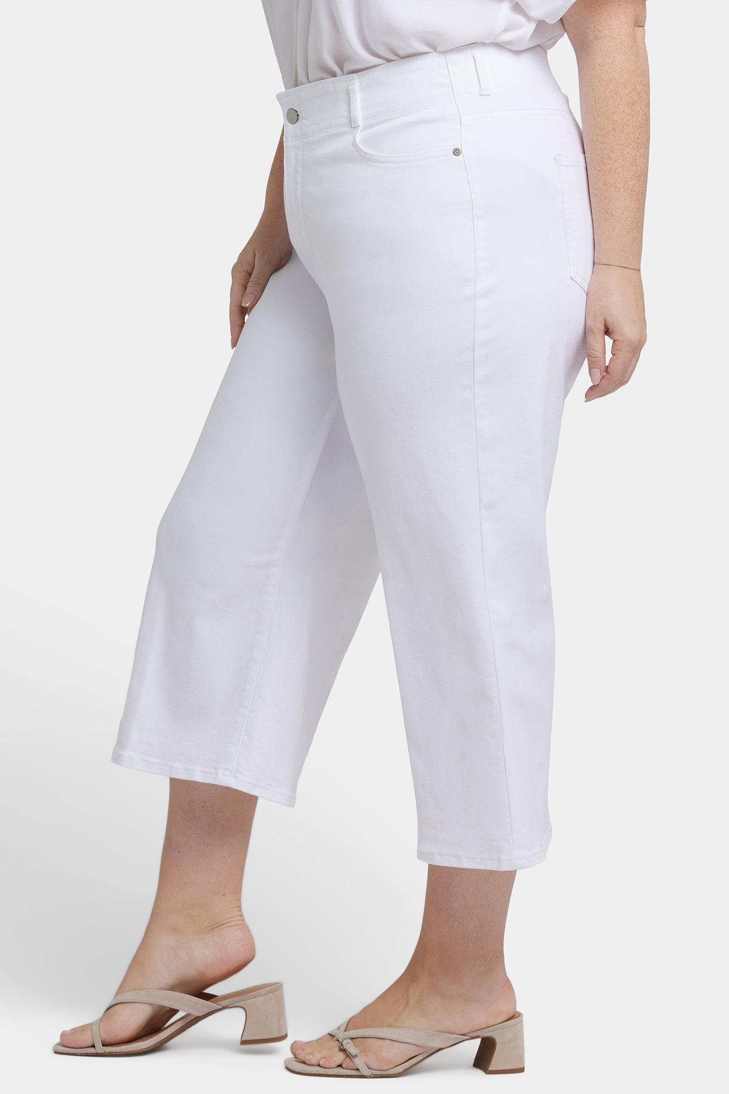 Brigitte Wide Leg Capri Jeans In Plus Size - Optic White