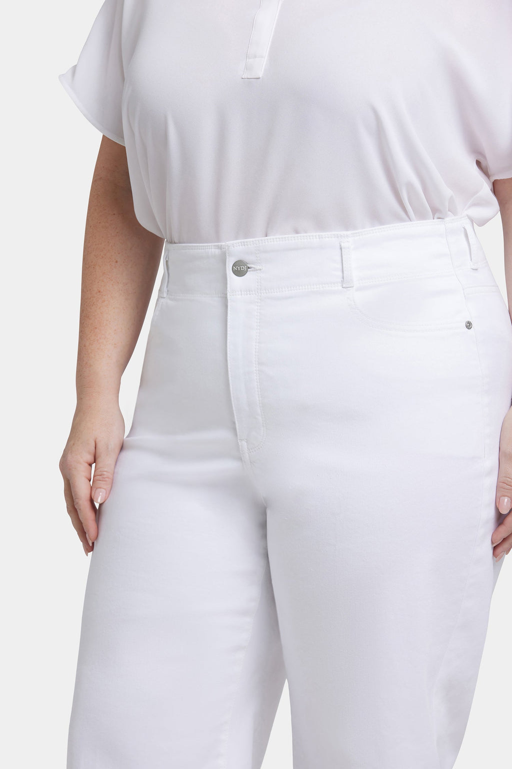 Brigitte Wide Leg Capri Jeans In Plus Size - Optic White