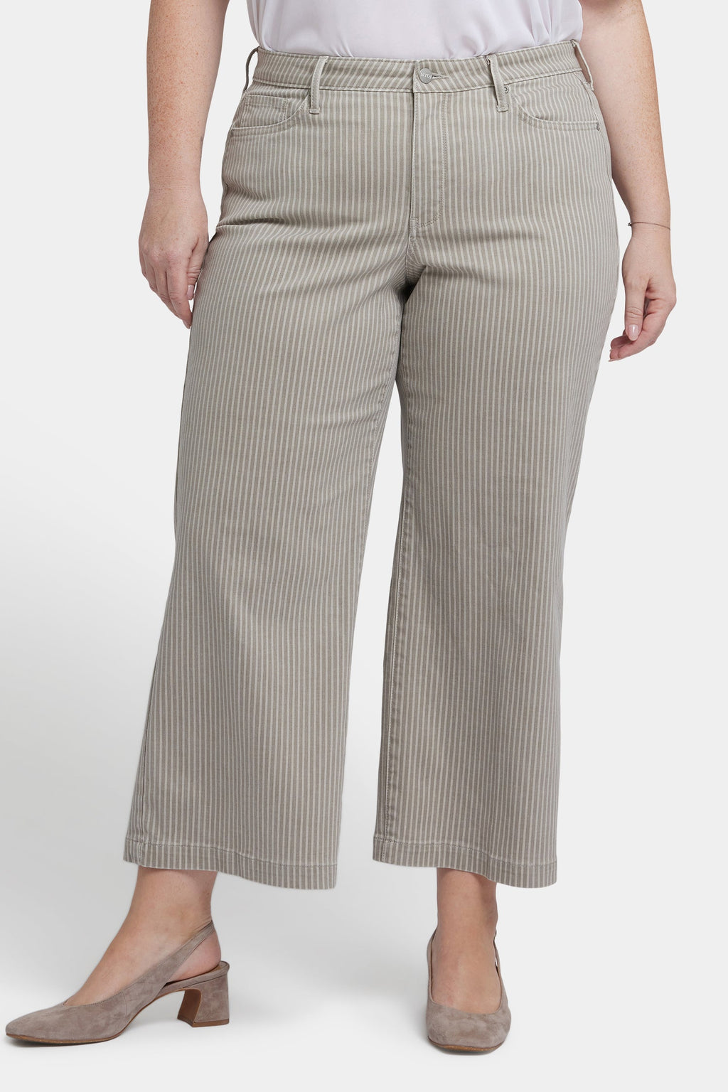 Teresa Wide Leg Ankle Jeans In Plus Size - Hidden Lodge Stripe