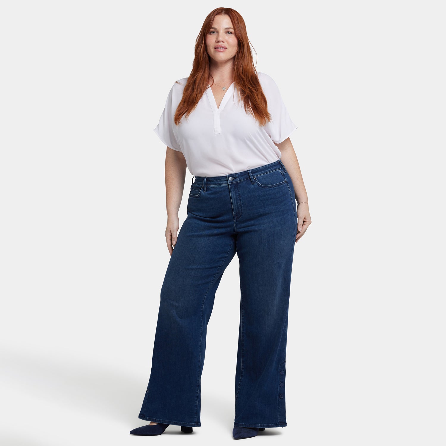 Teresa Wide Leg Jeans In Plus Size - Ibiza Blues