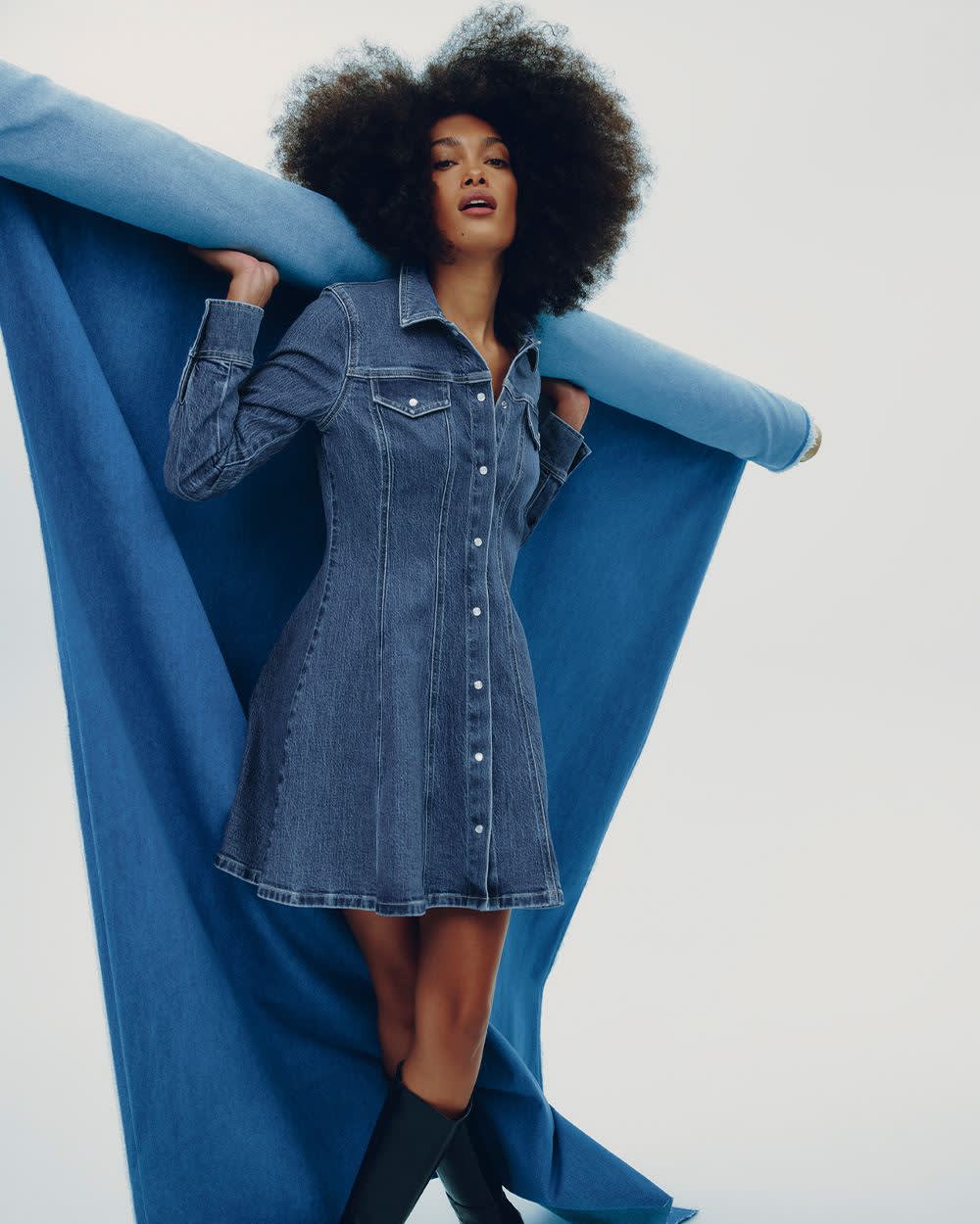 Long-Sleeve Shirt Denim Dress