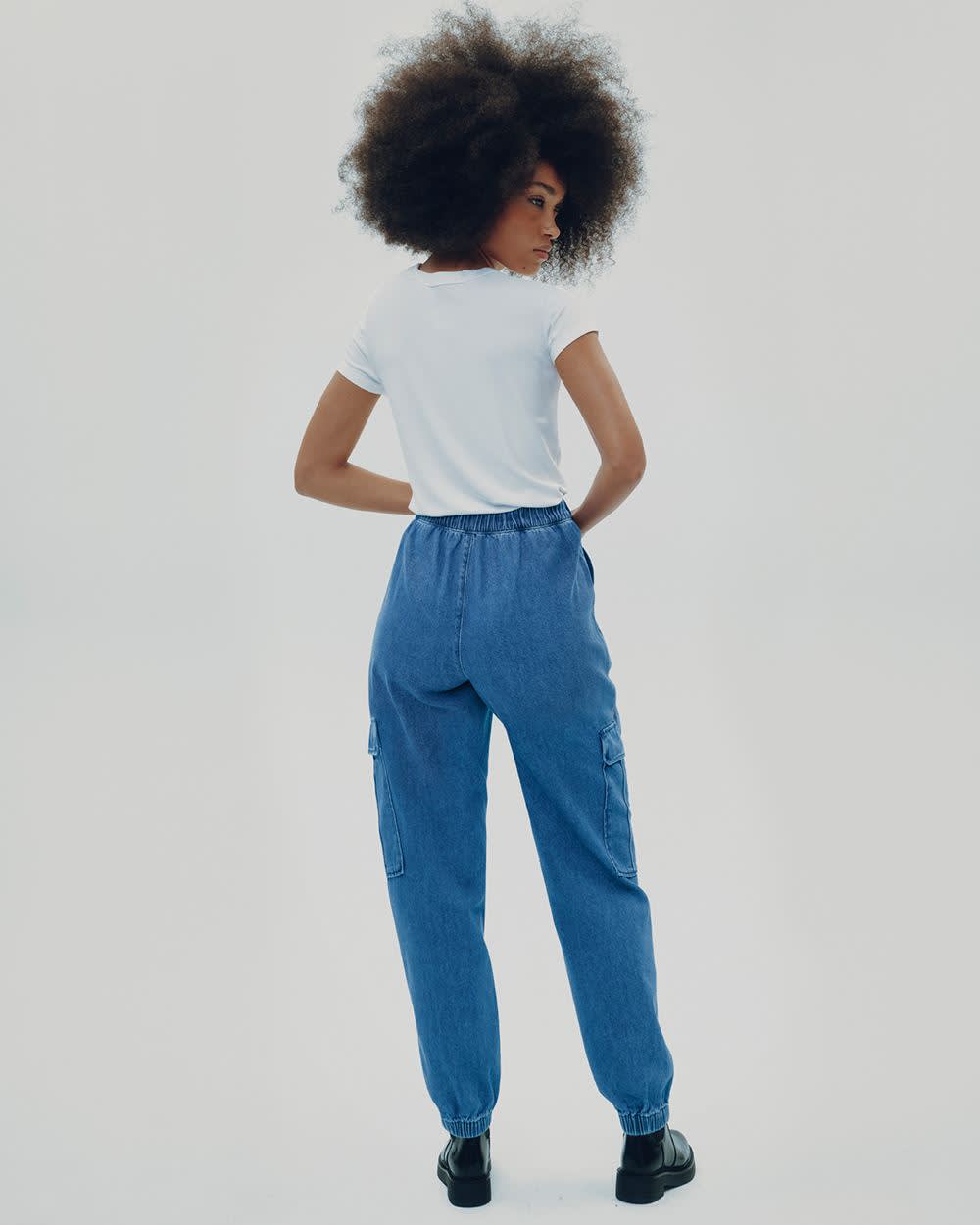 Denim Jogger with Cargo Pockets - Petite
